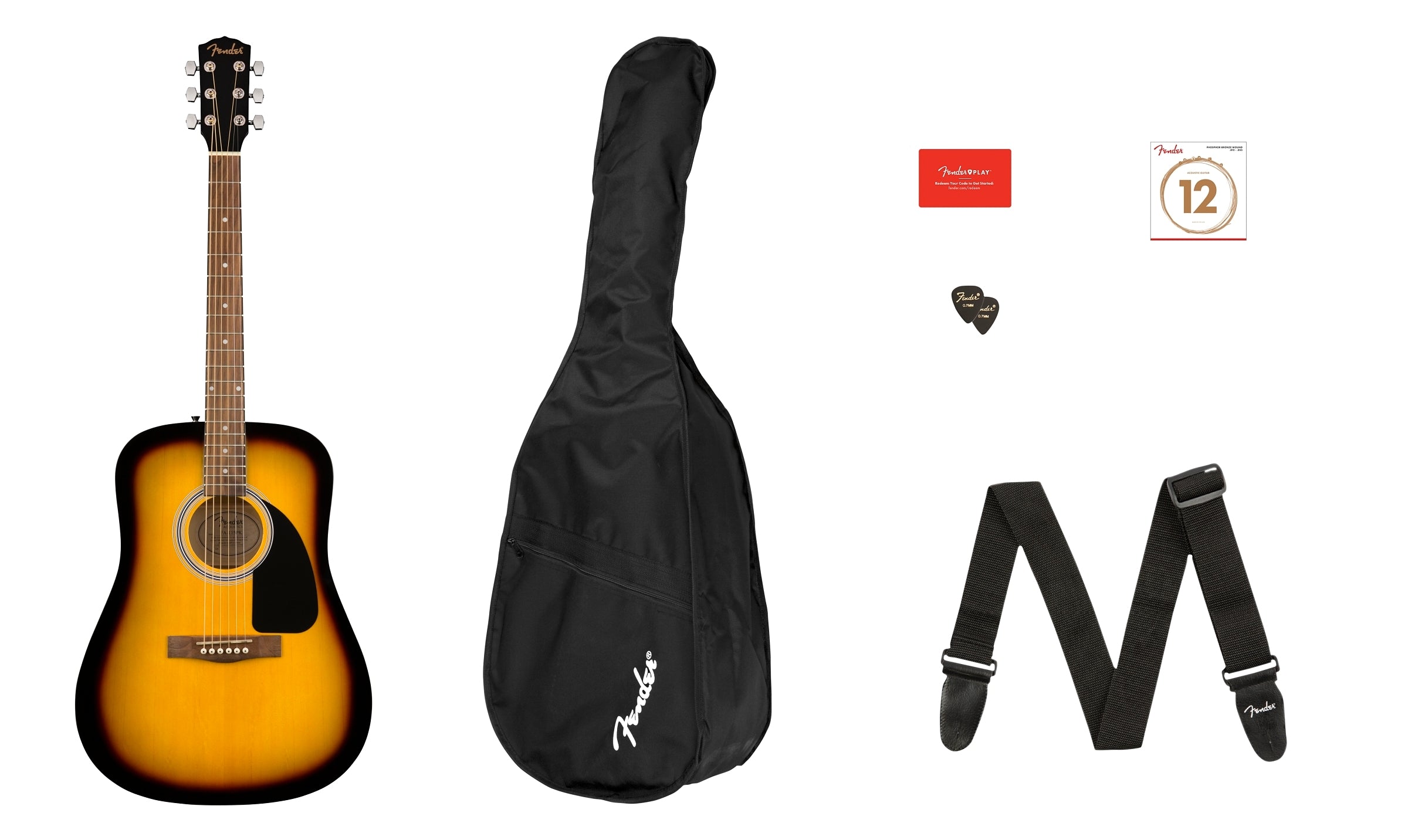 COMBO GUITARRA ACUSTICA FENDER FA-115 SUNBURTS MOD0971210532 CONTIENE FORRO,PICK,CORREA Y JUEGO DE CUERDAS