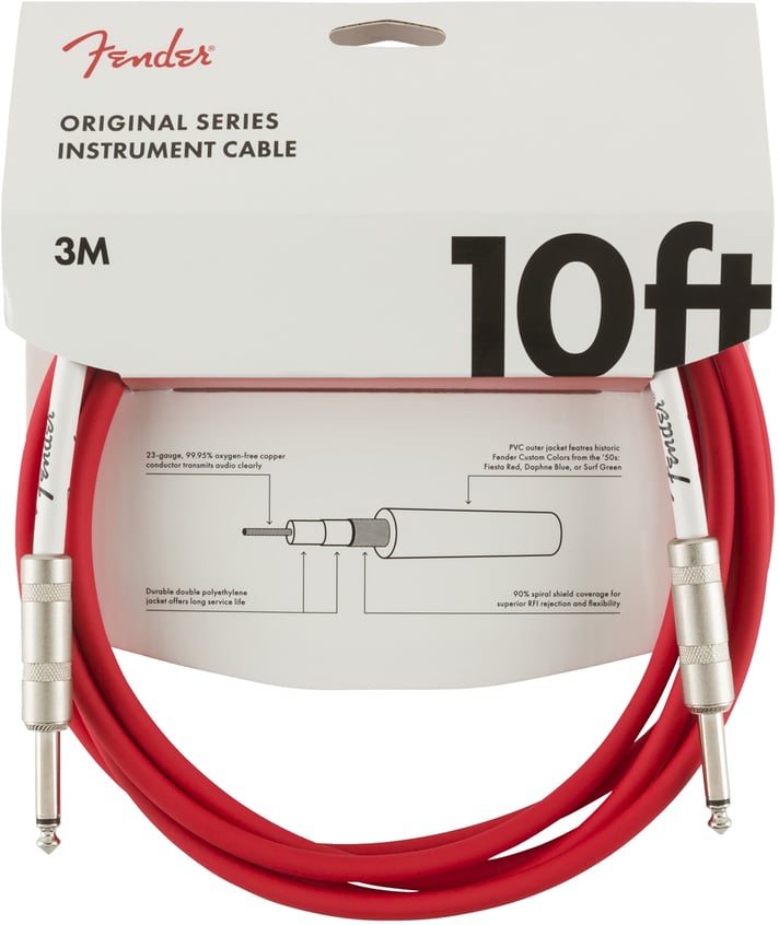 CABLE LINEA FENDER ORIGINAL 3 MTS ROJO