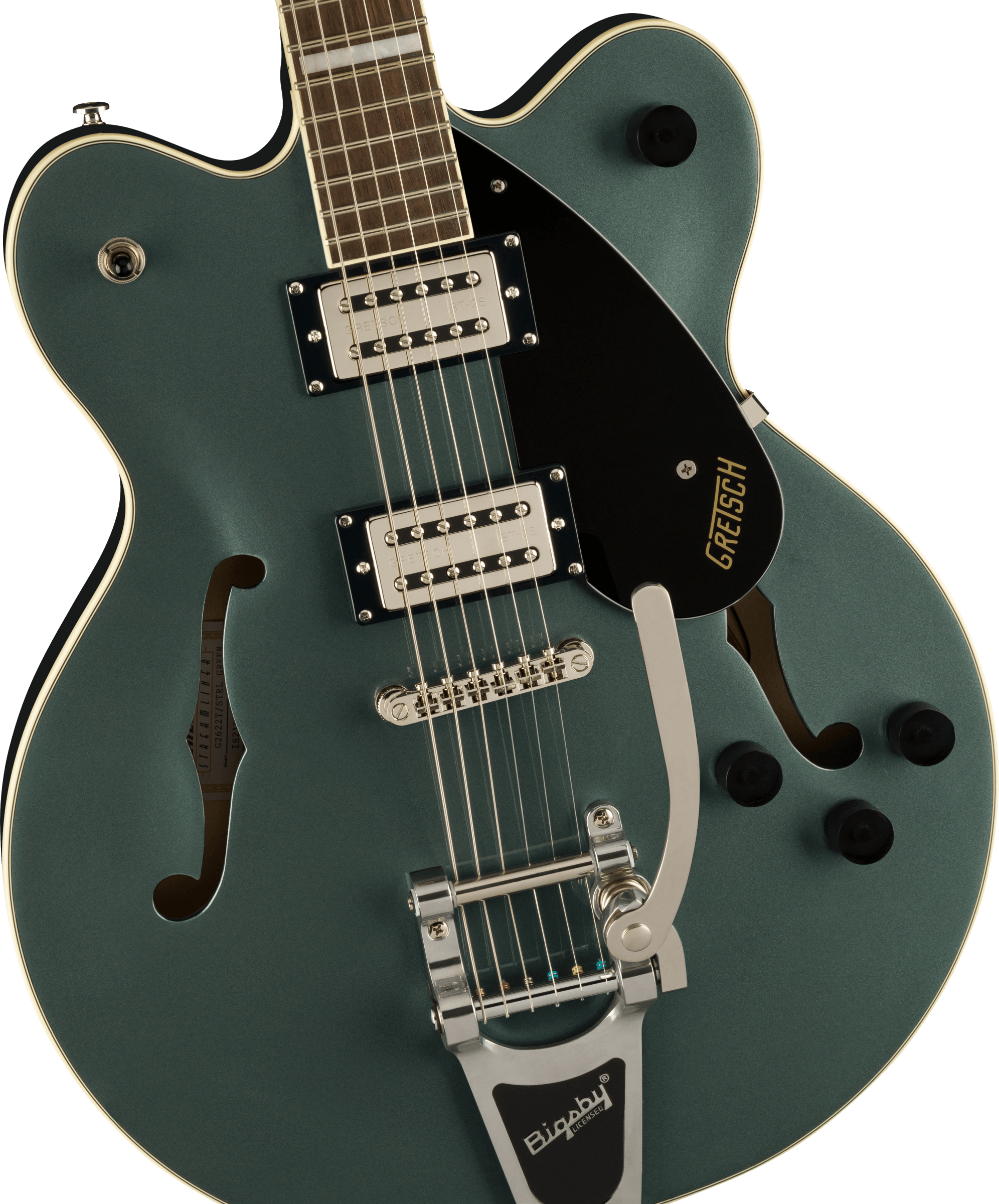 GUITARRA ELECTRICA GRETSCH G2622T BLOQUE CENTRAL STREAMLINER™ DE DOBLE CORTE CON BIGSBY® MOD2806100542 EN COLOR VERDE