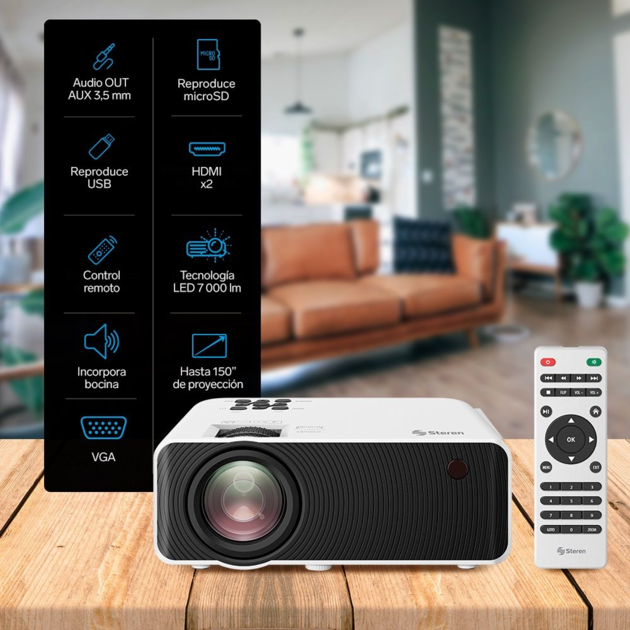 VIDEO BEAM STEREN PRO-300 HD 7000 LUMENE