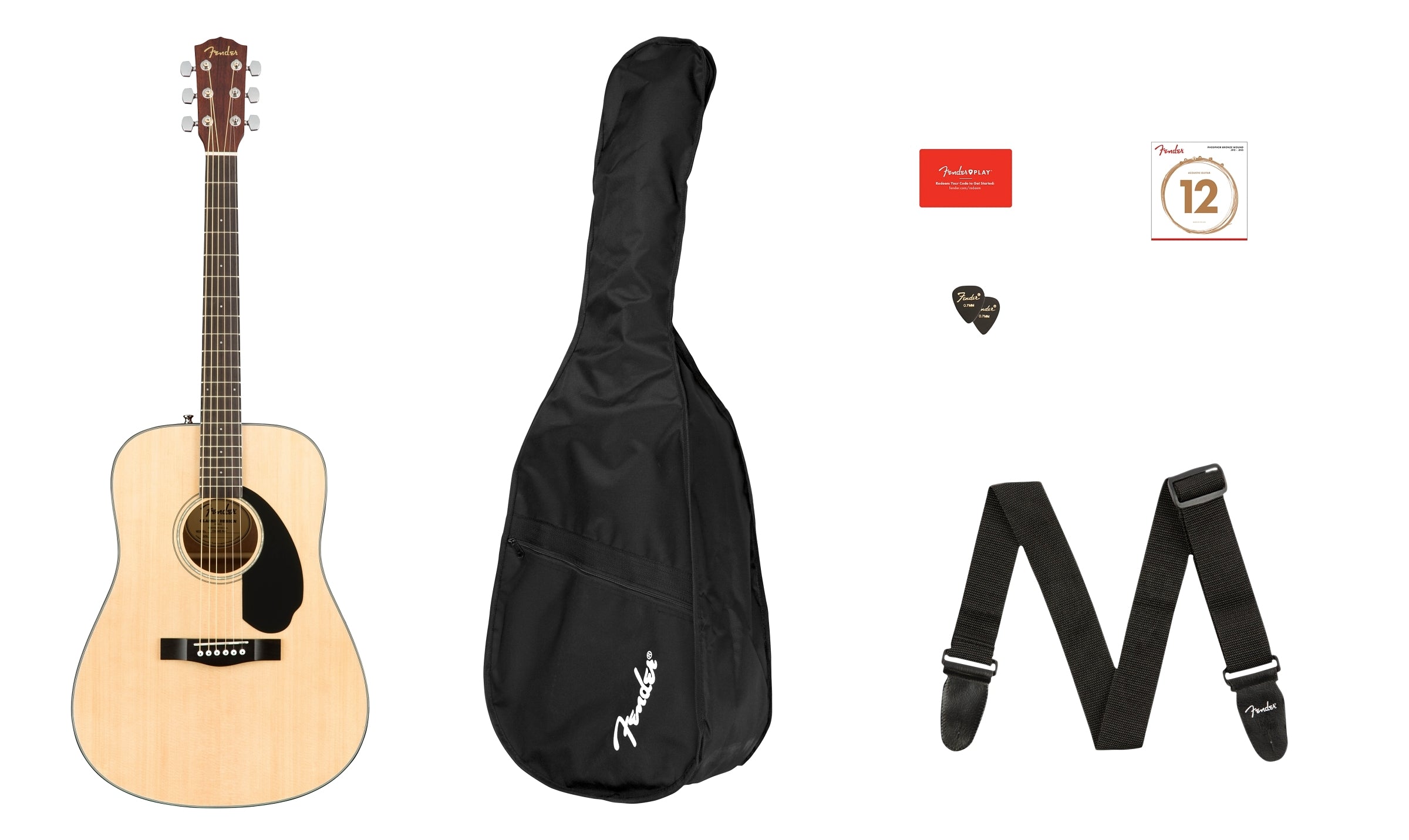 COMBO GUITARRA ACUSTICA FENDER CD-60S EN COLOR NATURAL MOD0970110421 DREADKNOUGHT