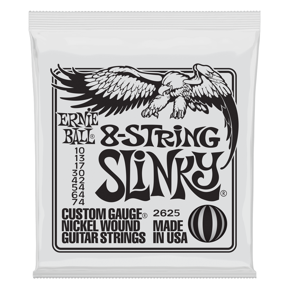 CUERDAS ERNIE BALL REGULAR SLINKY P02625 NICKEL WOUND PARA GUITARRA ELECTRICA 8 CUERDAS CALIBRE 10-74