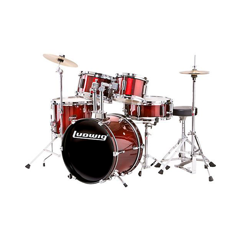 BATERÍA LUDWIG JR. OUTFIT 5 PIEZAS VINOTINTO SILLA, PLATILLOS LJR1064DIR