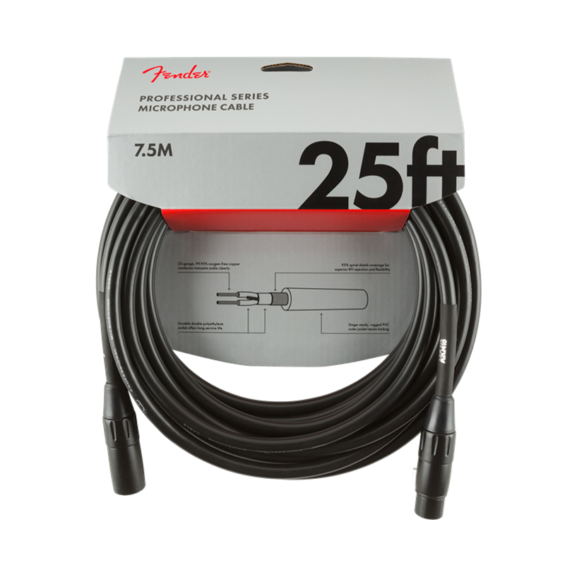 CABLE MICRÓFONO FENDER P.SERIES 7.5MT MOD0990820015 NEGRO
