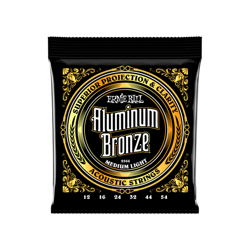 CUERDAS ERNIE BALL MEDIUM LIGHT ALUMINUM BRONCE P02566 (12-54) PARA GUITARRA ACUSTICA TIPO FOLK