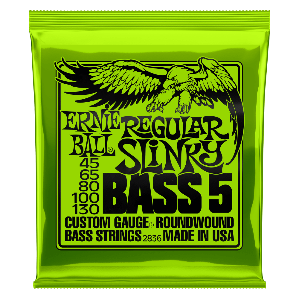 CUERDAS ERNIE BALL REGULAR SLINKY NICKEL WOUND P02836 (45-130) PARA BAJO ELECTRICO 5 CUERDAS