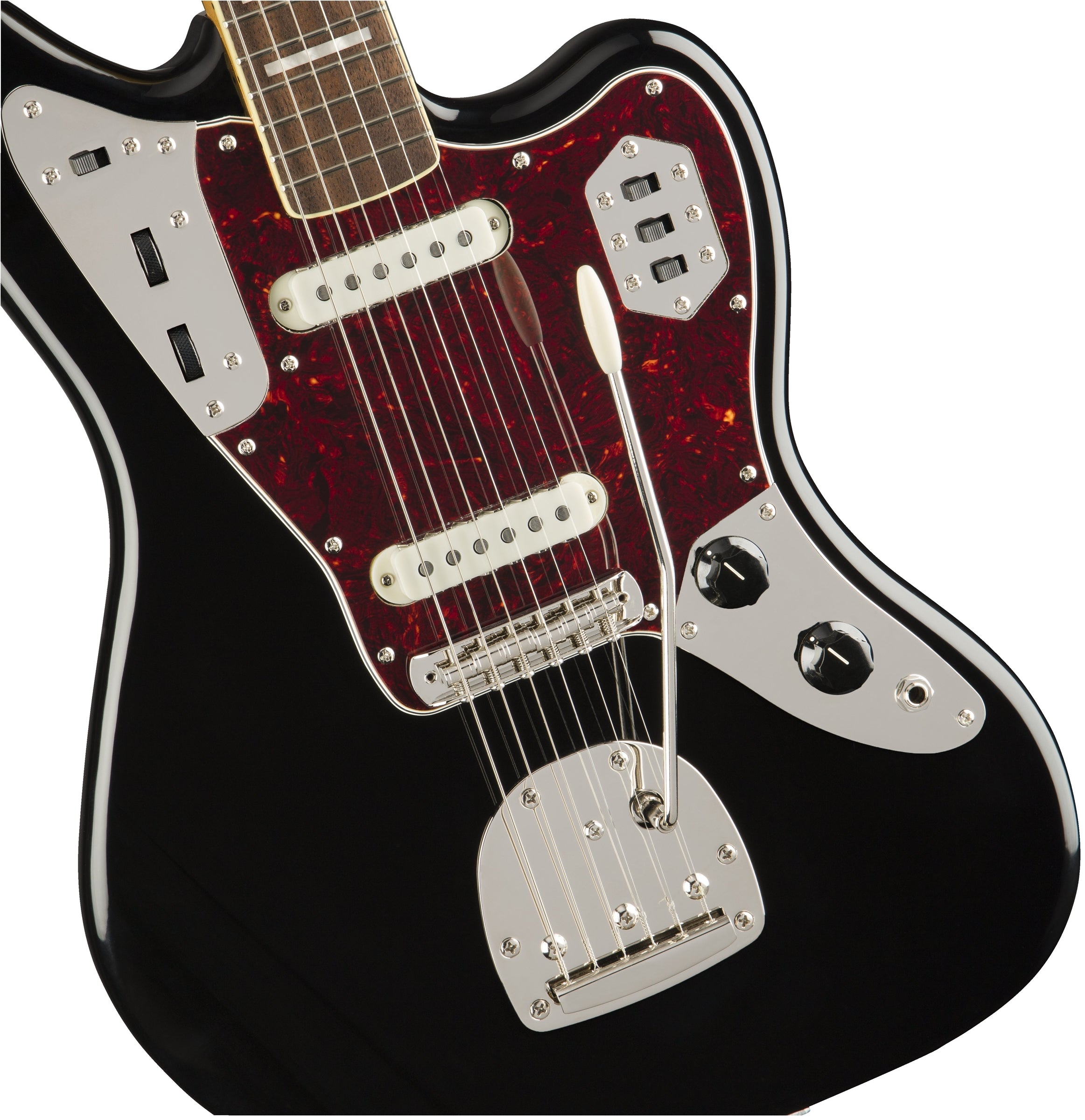 GUITARRA ELECTRICA FENDER SQUIER CLASSIC VIBE 70S JAGUAR NEGRA MOD0374090506, DIAPASON EN LAUREL