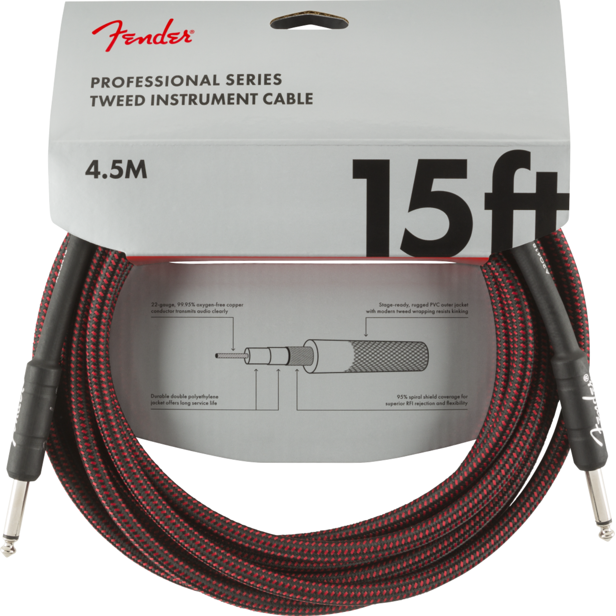 CABLE LINEA FENDER PROFESIONAL 4.5M ROJO