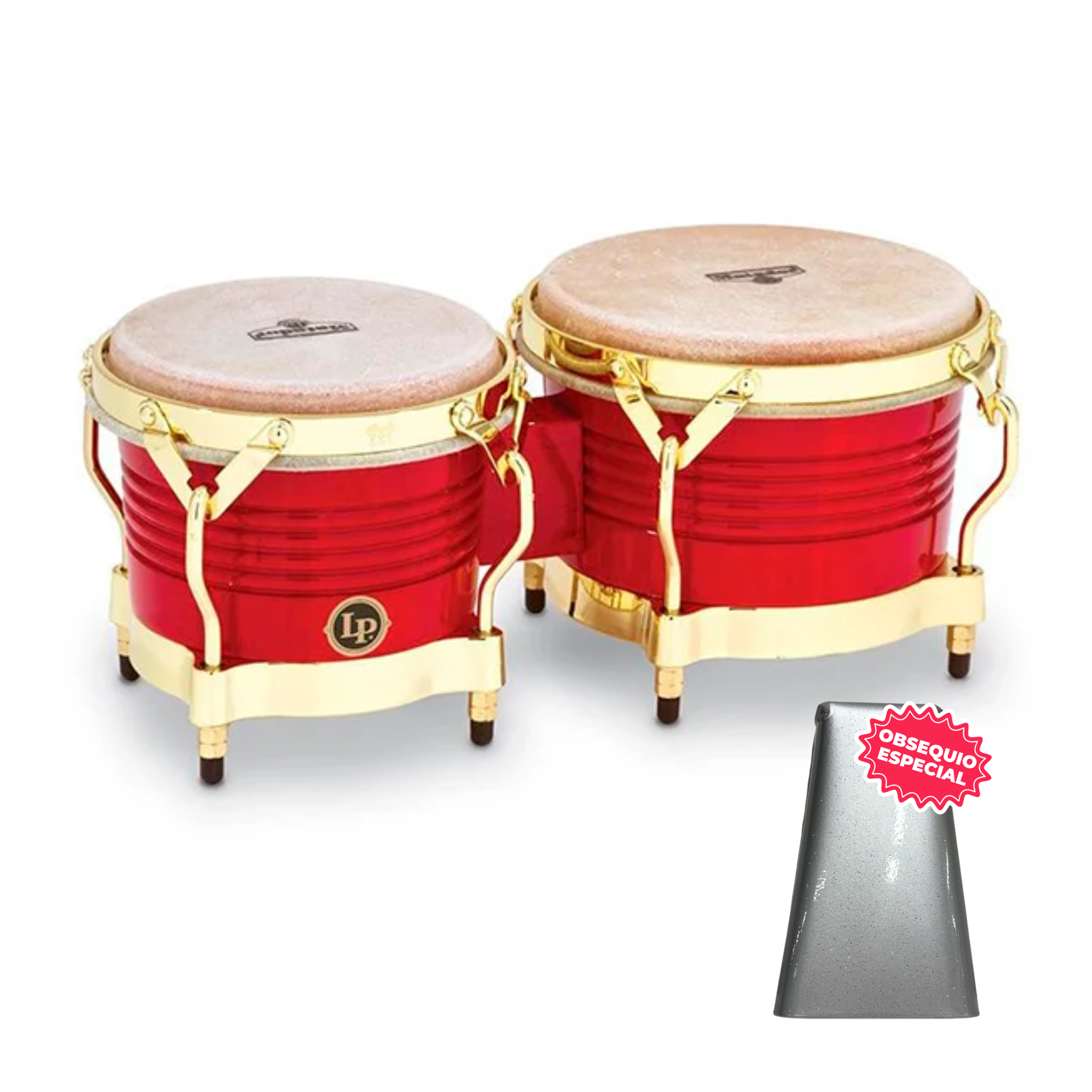 BONGO LP MATADOR ROJO ARO DORADO M201-RW INCLUYE CAMPANA SALSERA GRANDE