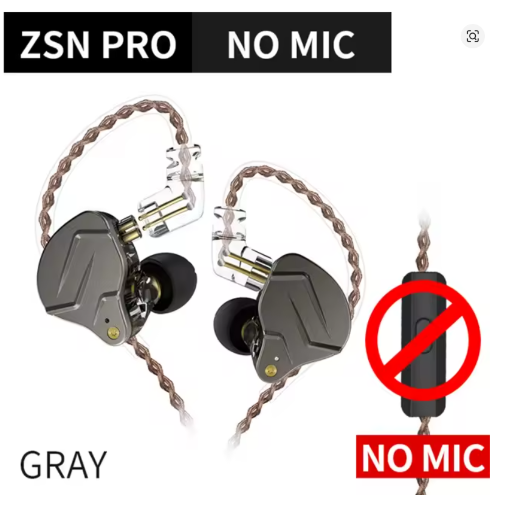 AURICULAR KZ ZSN PRO GRIS SIN MICROFONO