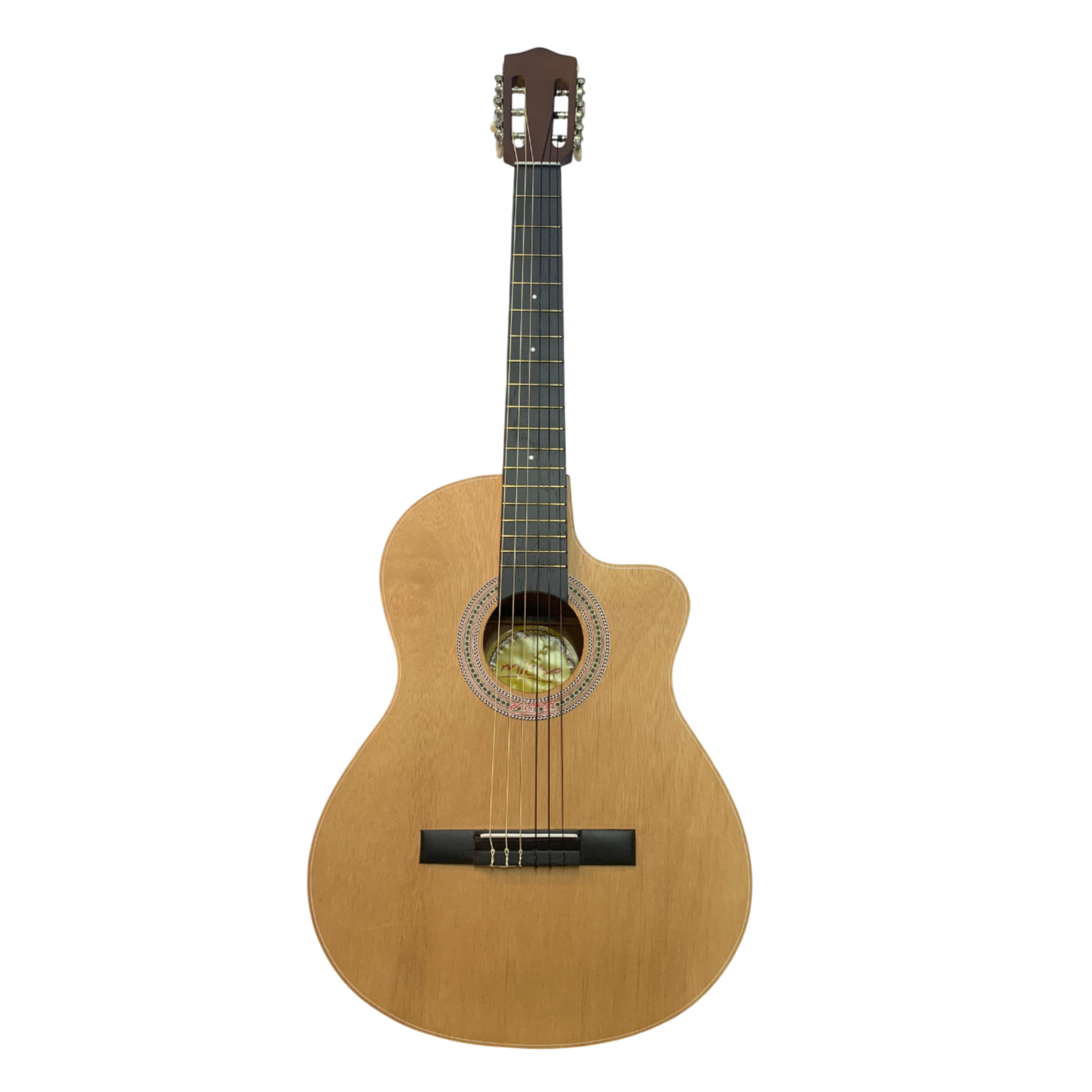 GUITARRA ACUSTICA MICHE/MILL BOQUETE NATURAL CON FORRO GRATIS