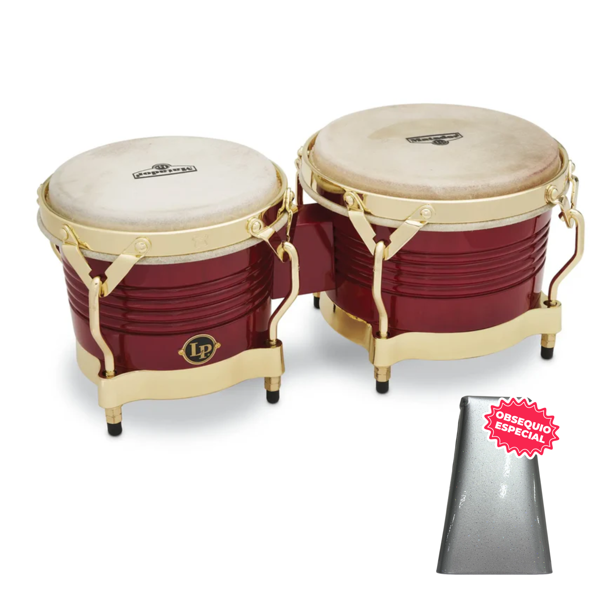 BONGO LP MATADOR ROJO ARO CROMADO M201-RWC INCLUYE CAMPANA SALSERA GRANDE