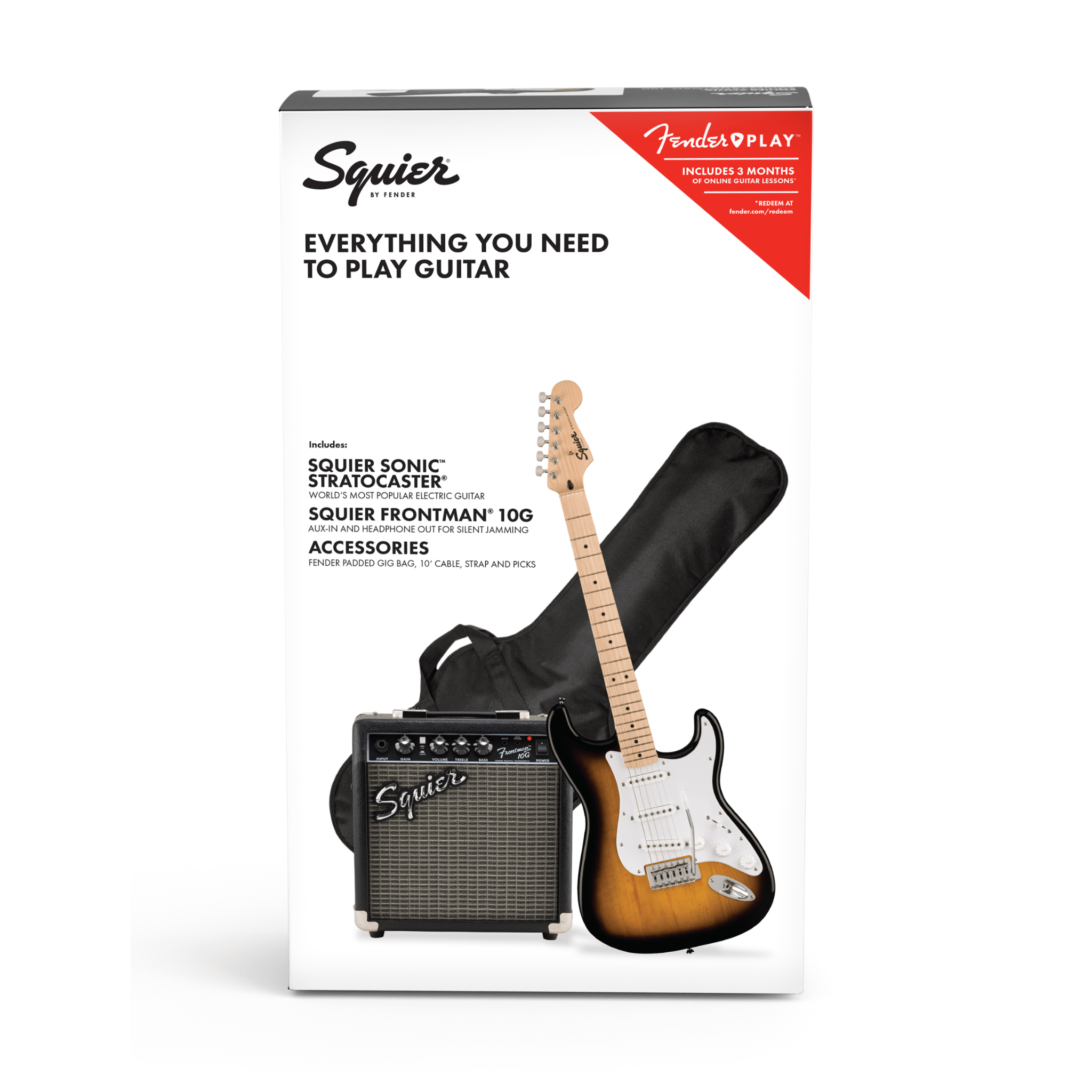 COMBO GUITARRA ELECTRICA SQUIER SONIC STRAT SUNBURST MAPLE MOD0371720003