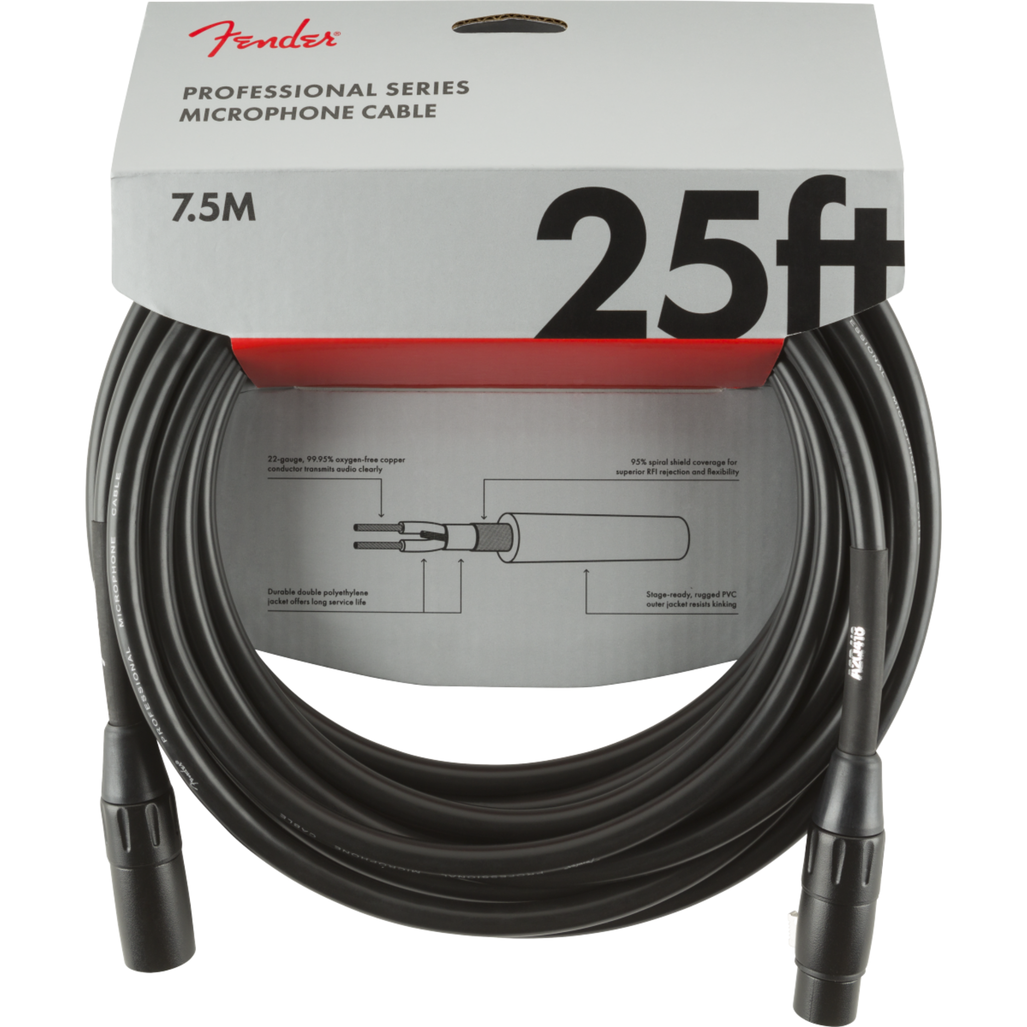 CABLE MICROFONO FENDER PROFESIONAL 7.5 MTS NEGRO MOD0990820015