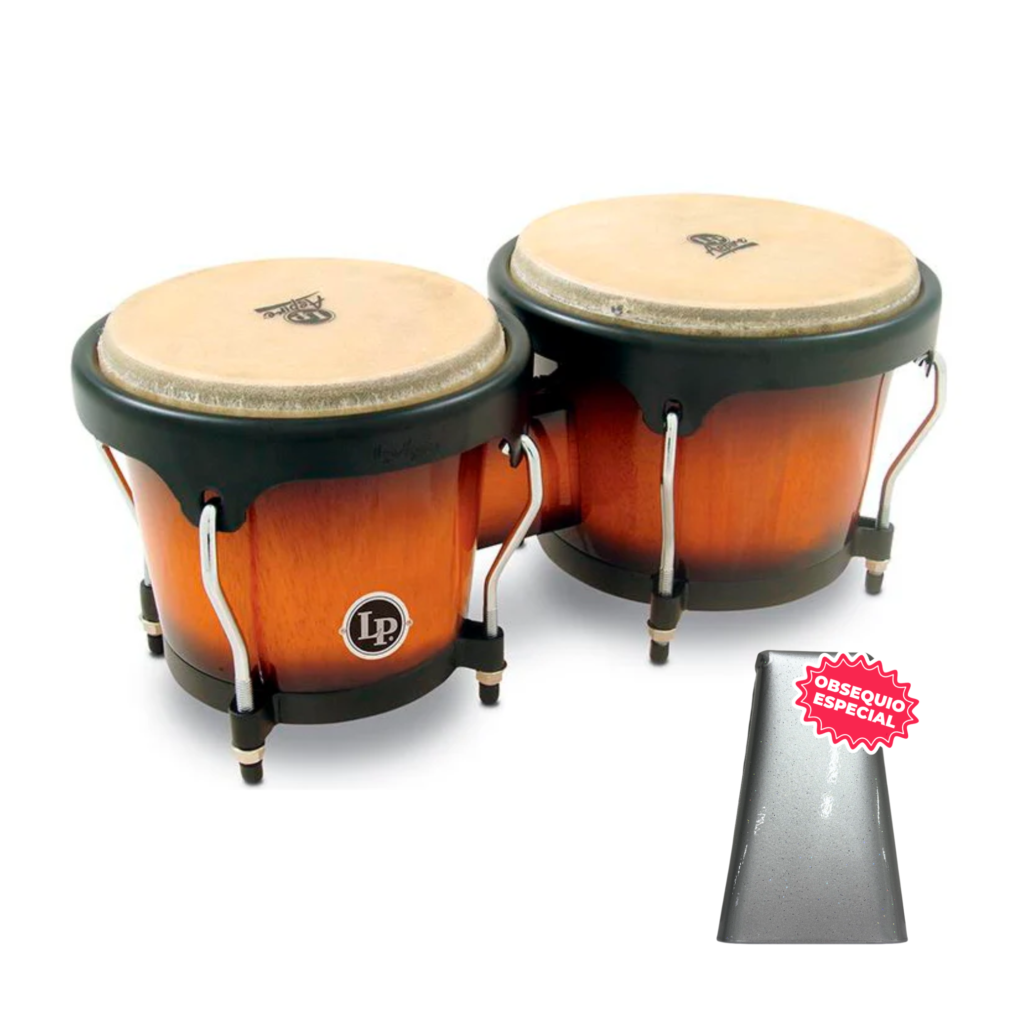 BONGO LP ASPIRE SUNBURST ARO SEMICOMFORT NEGRO LPA601-VSB INCLUYE CAMPANA SALSERA MEDIANA