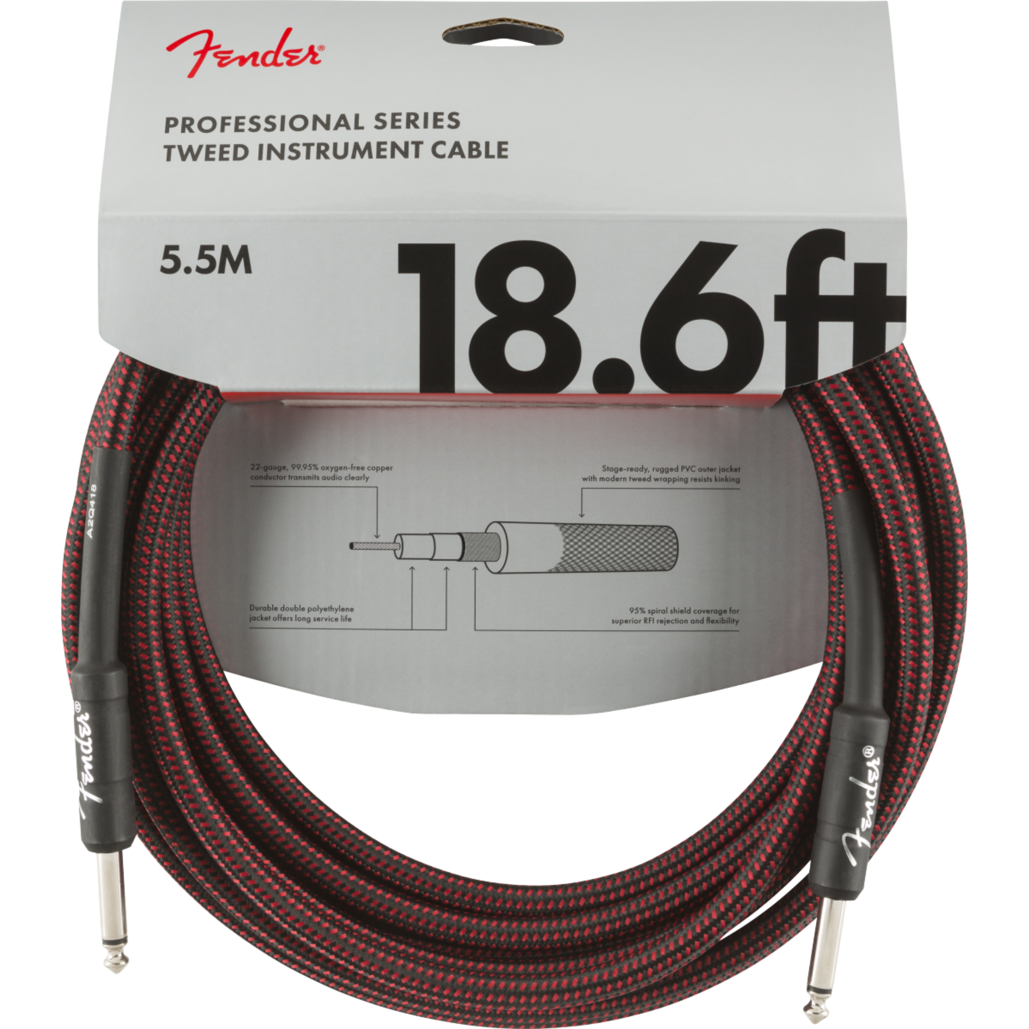 CABLE LINEA FENDER PROFESIONAL 5.5M ROJO MOD0990820067