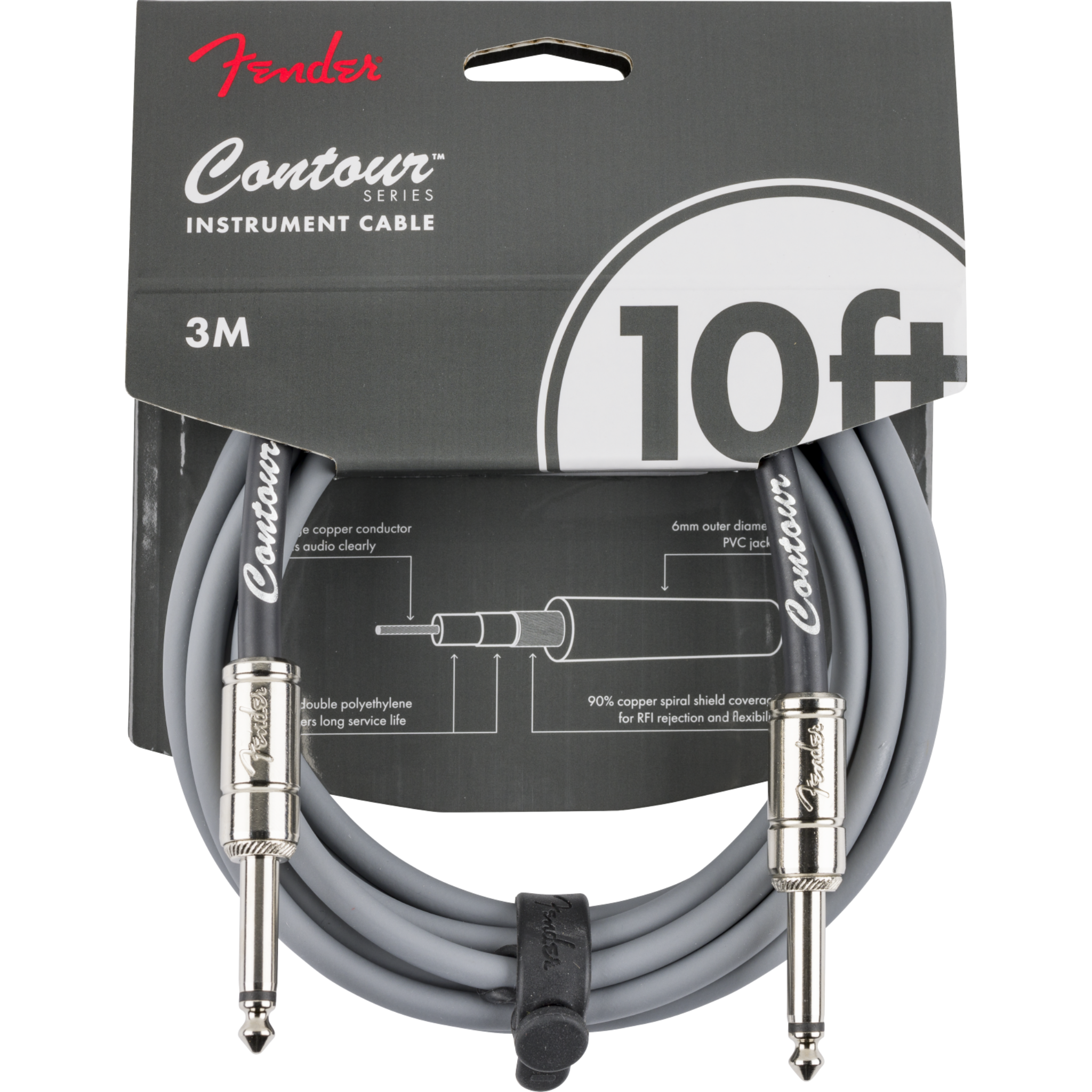 CABLE LINEA FENDER CONTOUR 3 MTS PLATA