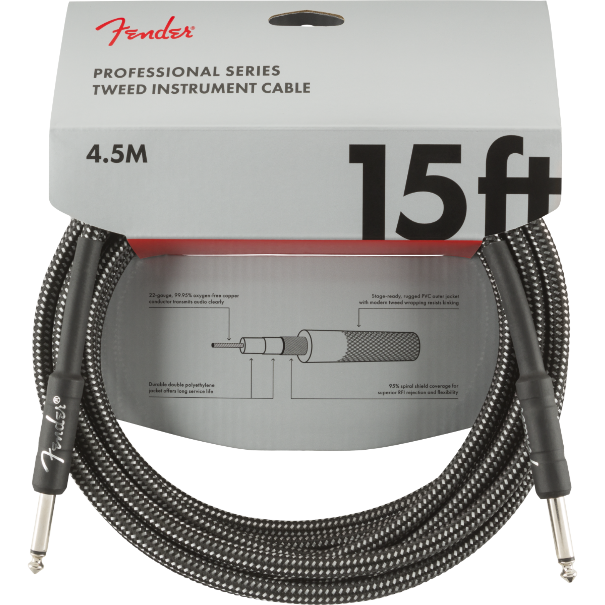 CABLE LINEA FENDER PROFESIONAL 4.5M GRIS MOD0990820065
