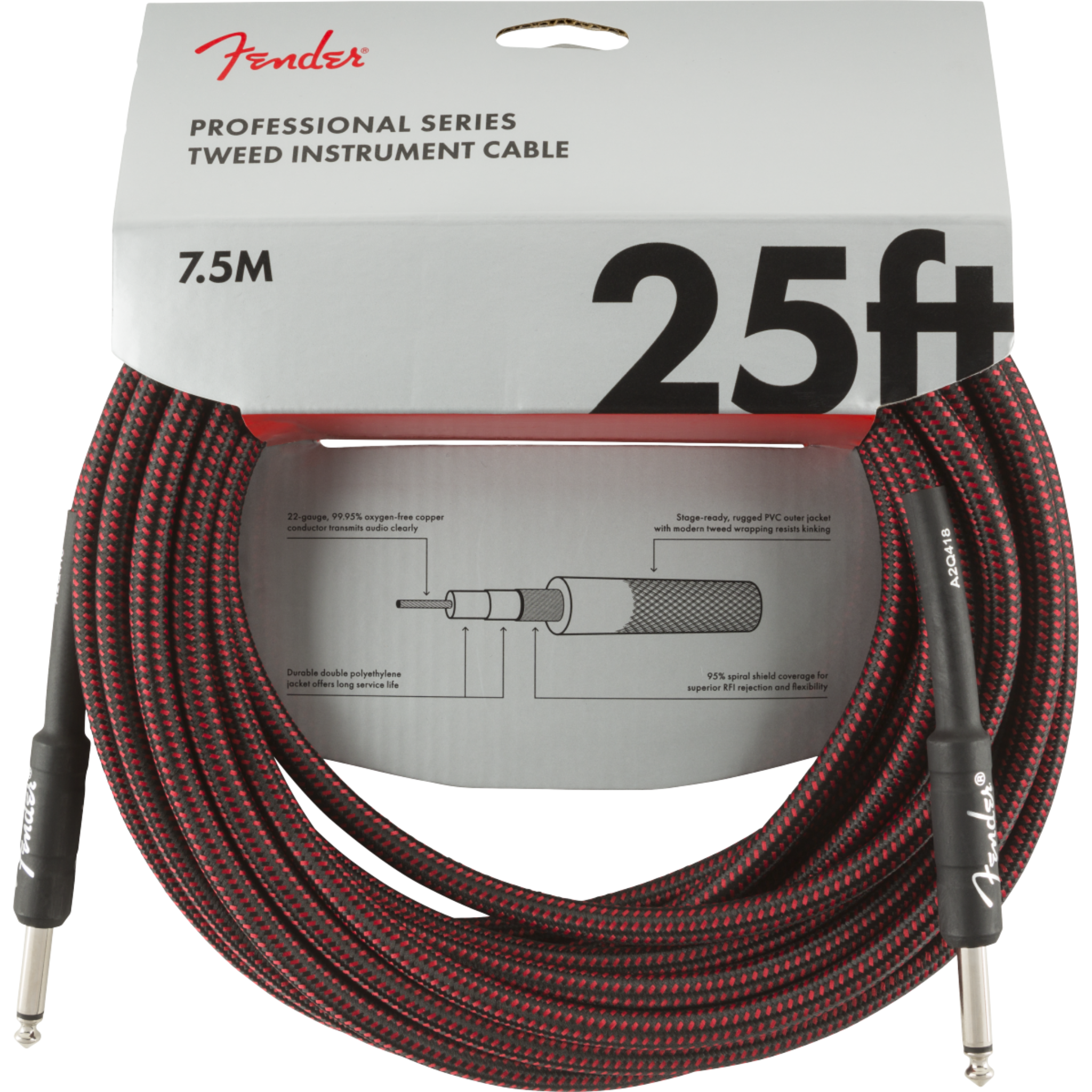 CABLE LINEA FENDER PROFESIONAL 7.5M ROJO MOD0990820070