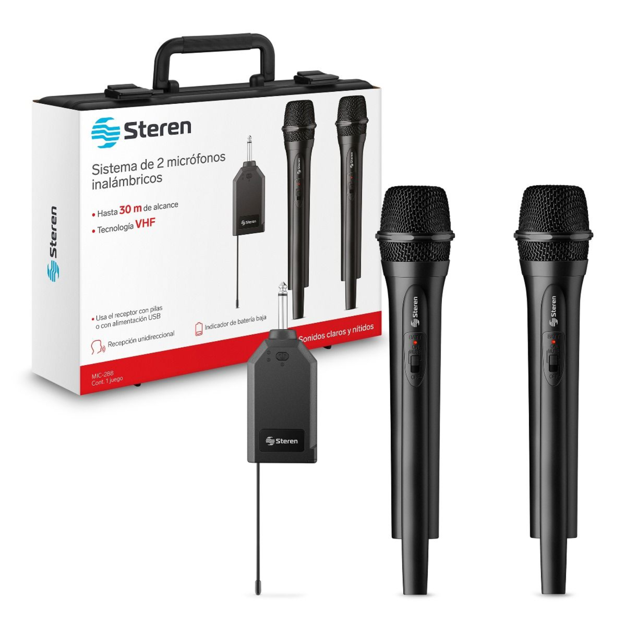MICROFONO STEREN MIC-288 VHF DOBLE INALAMAMBRICO DE MANO