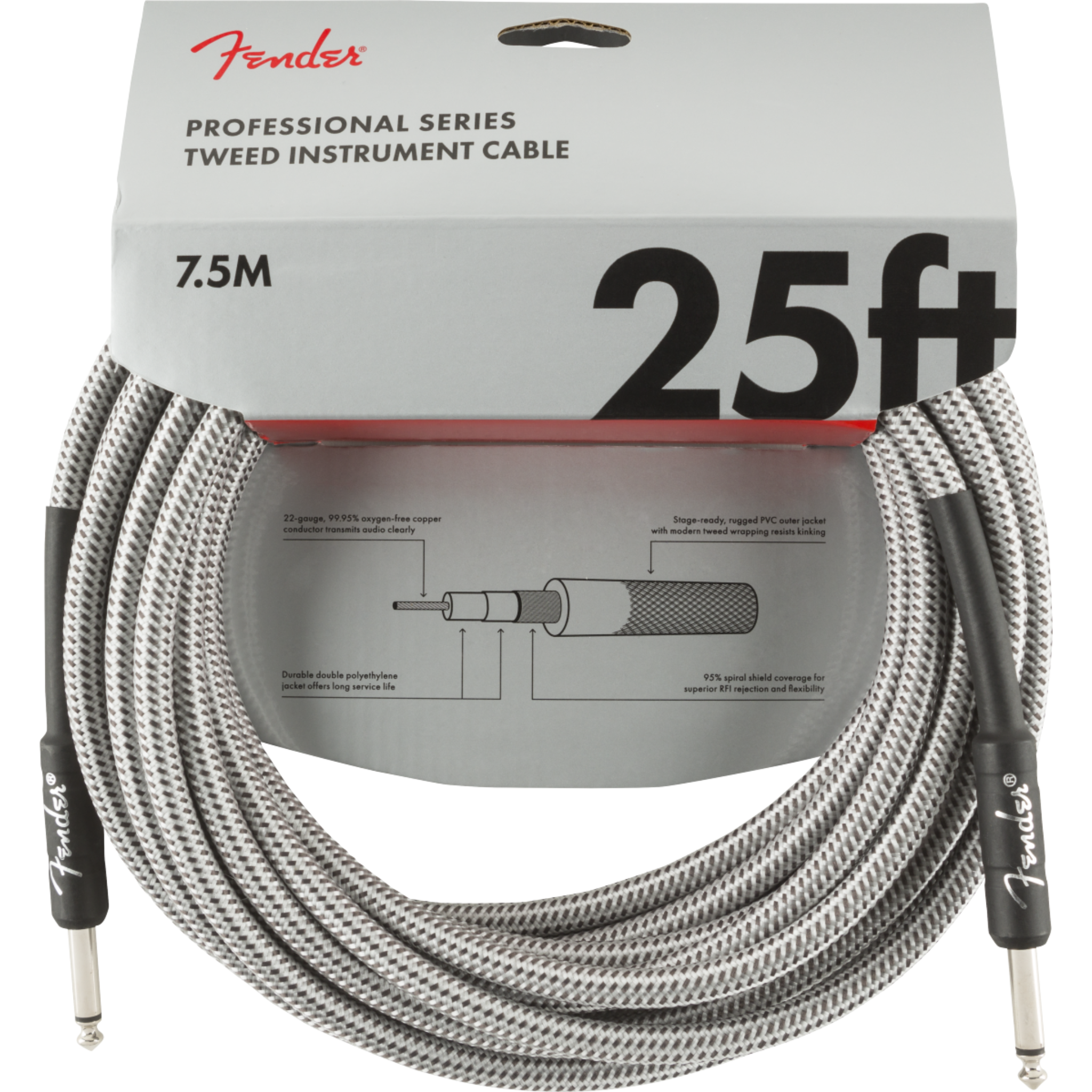 CABLE LINEA FENDER PROFESIONAL 7.5M BLANCO