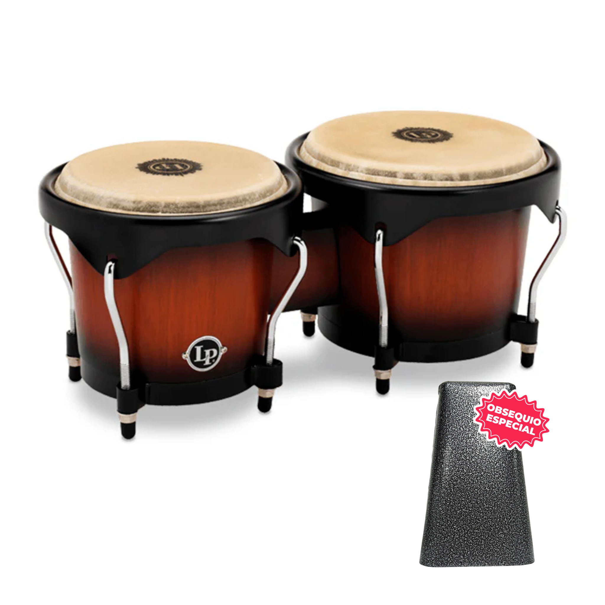 BONGO LP CITY SERIES SUNBURST LP601NY-VSB ARO SEMI CONFORT NEGRO INCLUYE CAMPANA SALSERA MEDIANA