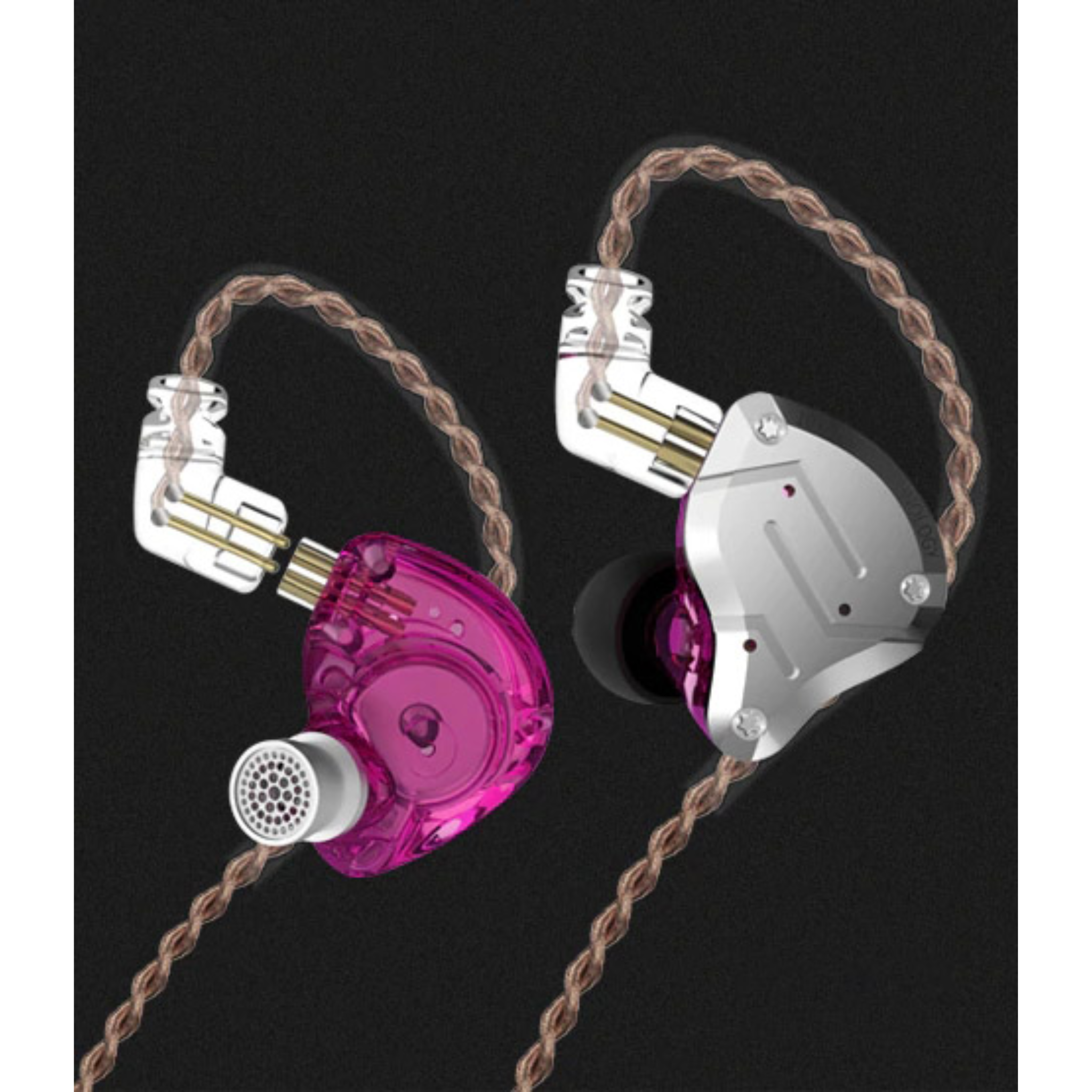 AURICULAR KZ ZS10 PRO PÚRPURA/GRIS SIN MICROFONO