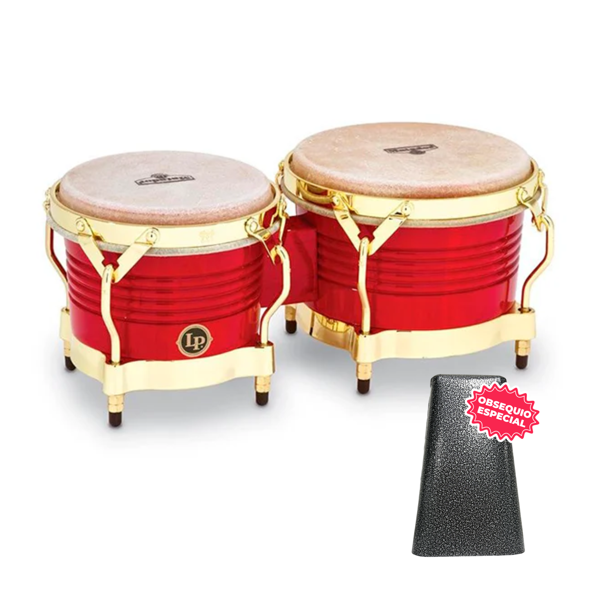 BONGO LP MATADOR ROJO ARO DORADO M201-RW INCLUYE CAMPANA SALSERA GRANDE