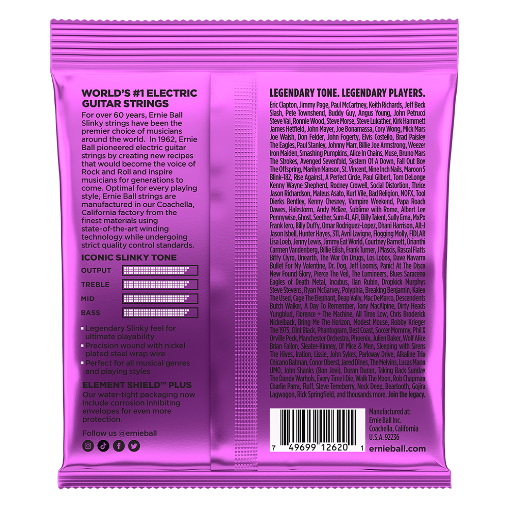 CUERDAS PARA GUITARRA ELECTRICA 7C ERNIE BALL 2620 P SLIN NC
