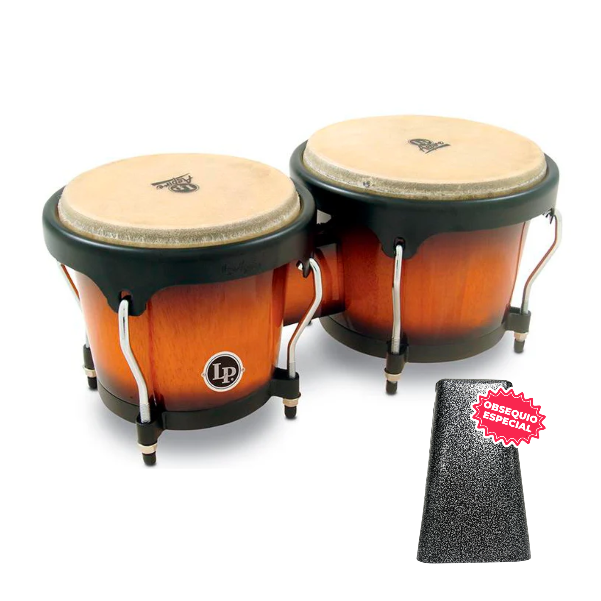 BONGO LP ASPIRE SUNBURST ARO SEMICOMFORT NEGRO LPA601-VSB INCLUYE CAMPANA SALSERA MEDIANA