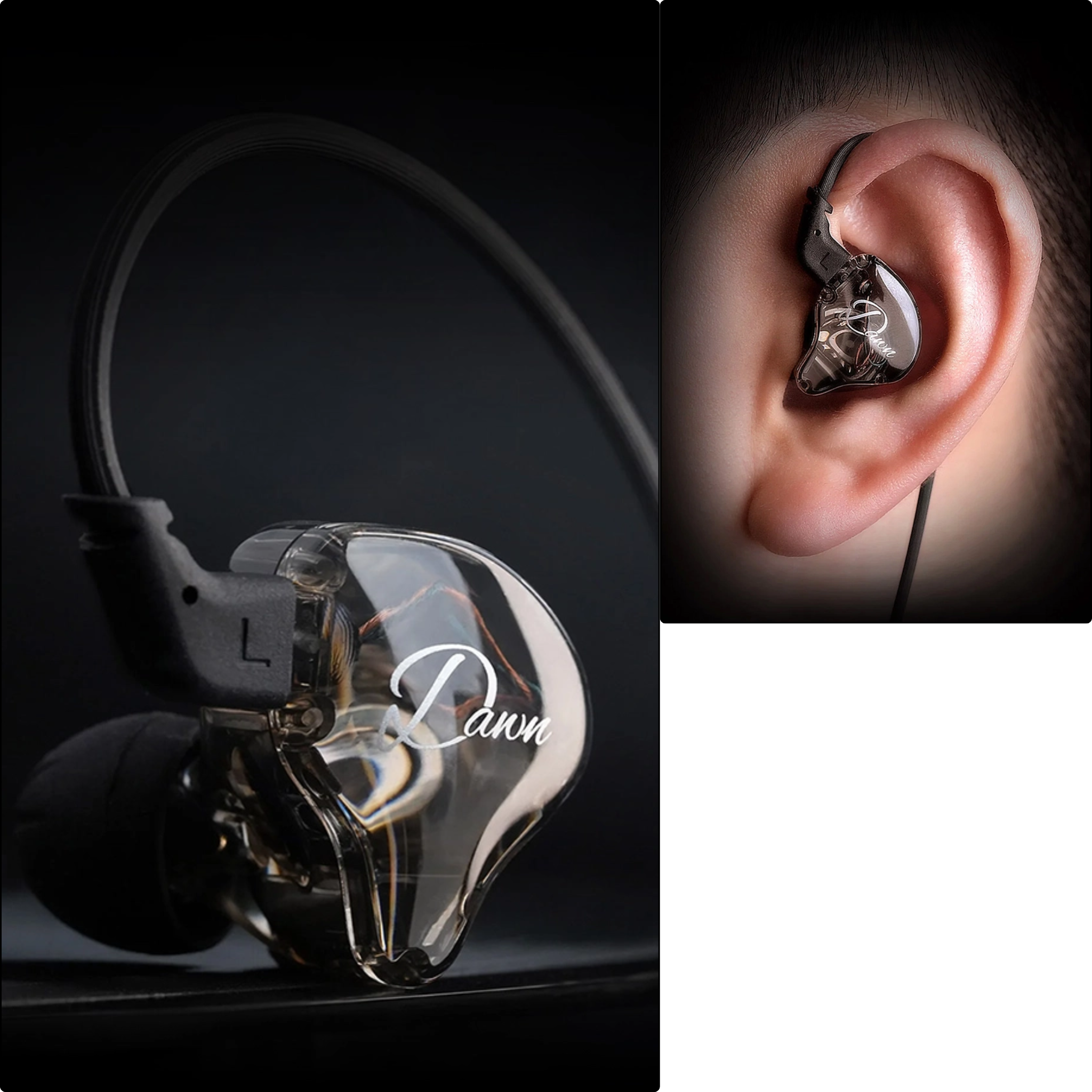 AURICULAR KZ DAWN TRANSPARENTE CABLE OFC COBRE SIN MICROFONO