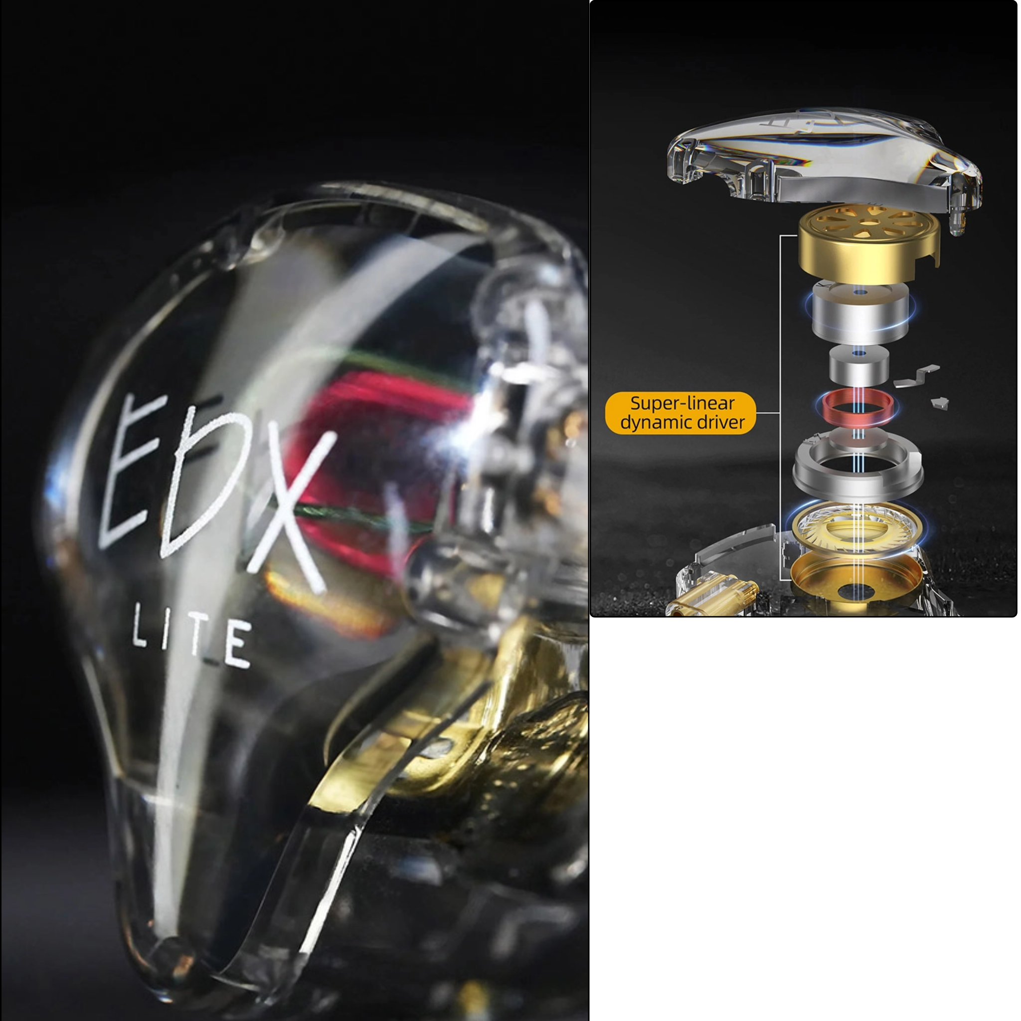 AURICULARES EDX LITE GRIS/TRANSPARENTE SIN MICROFONO