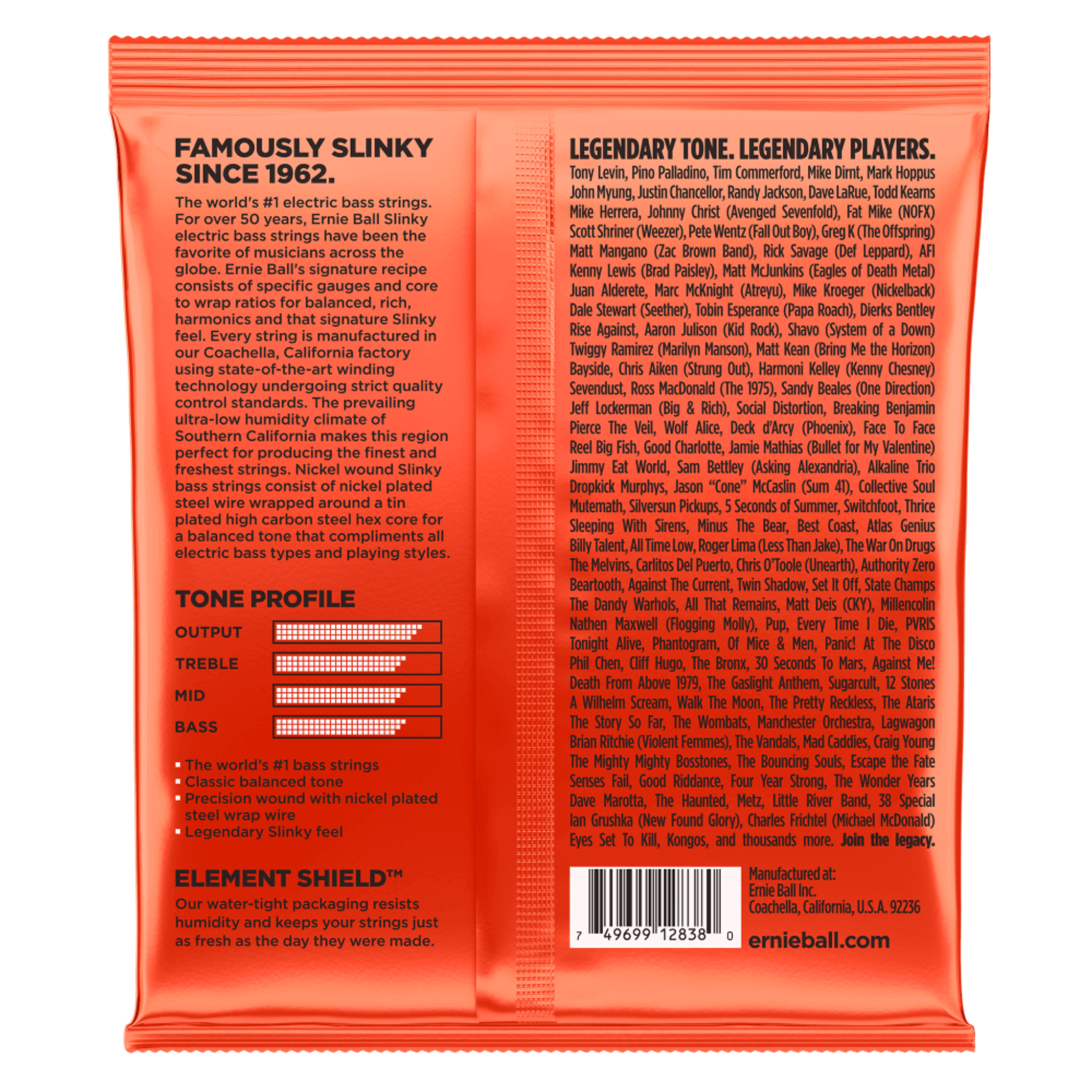 CUERDAS PARA BAJO 6C ERNIE BALL 2838 LONG-S NC