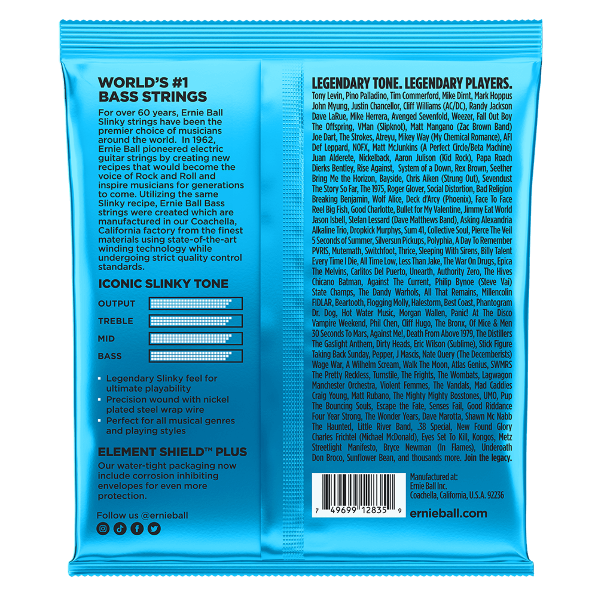 CUERDAS PARA BAJO 4C ERNIE BALL 2835 E SLIN NC