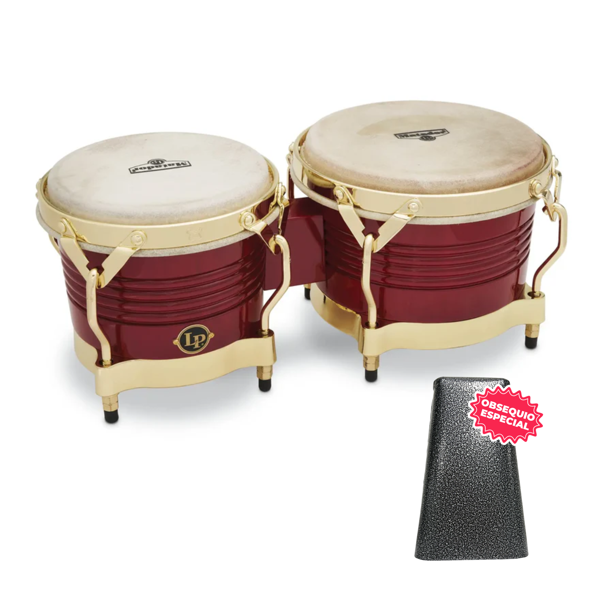 BONGO LP MATADOR ROJO ARO CROMADO M201-RWC INCLUYE CAMPANA SALSERA GRANDE