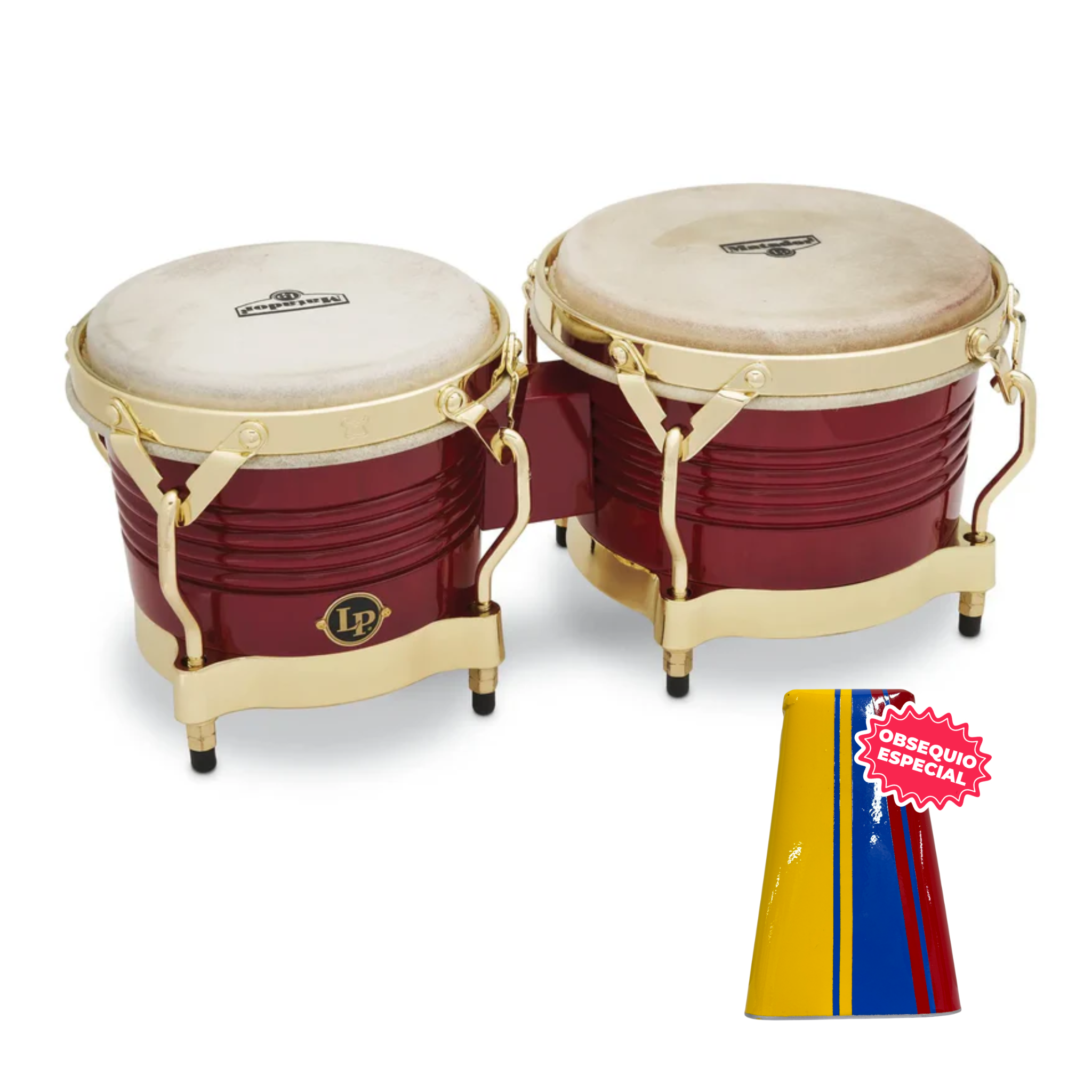BONGO LP MATADOR ROJO ARO CROMADO M201-RWC INCLUYE CAMPANA SALSERA GRANDE