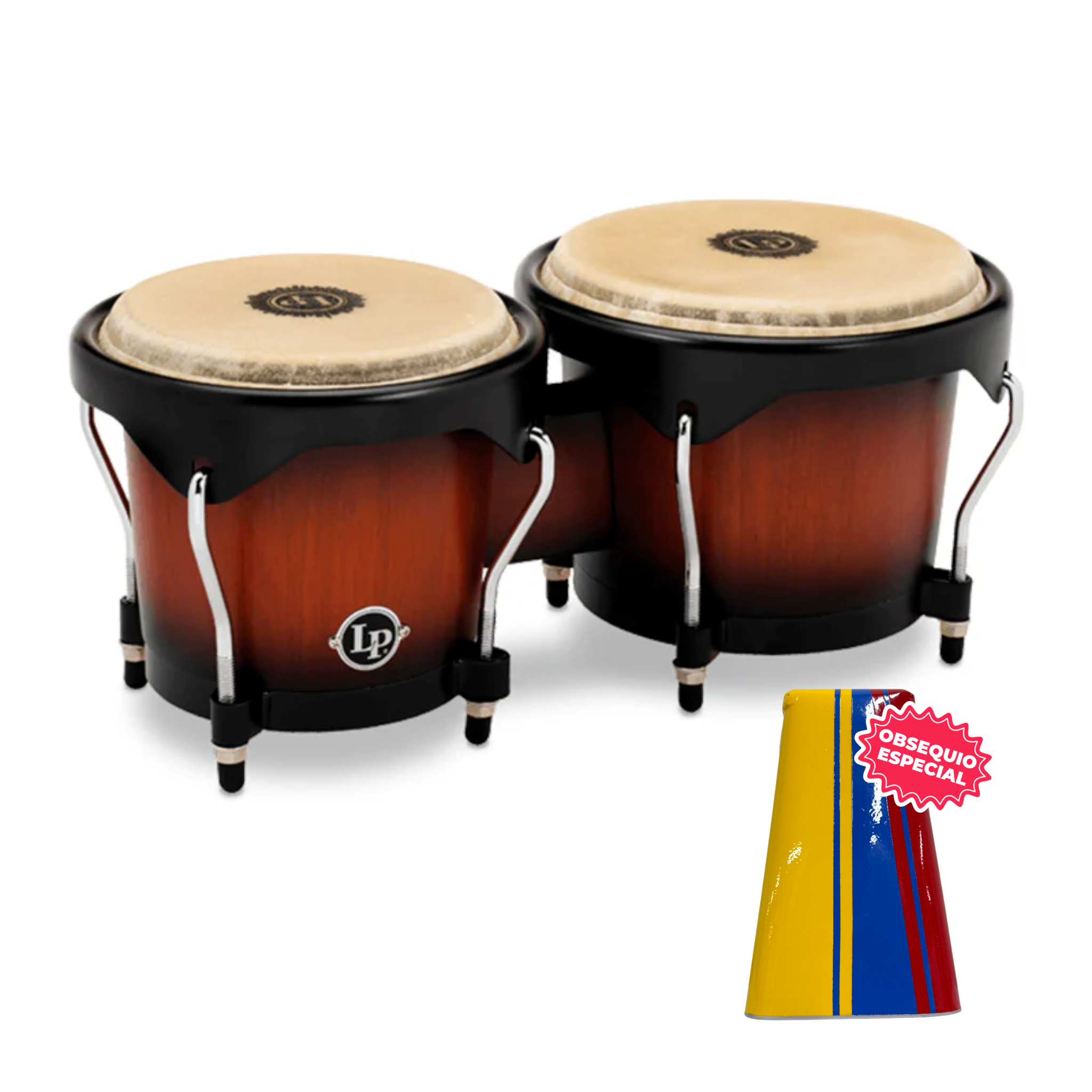 BONGO LP CITY SERIES SUNBURST LP601NY-VSB ARO SEMI CONFORT NEGRO INCLUYE CAMPANA SALSERA MEDIANA