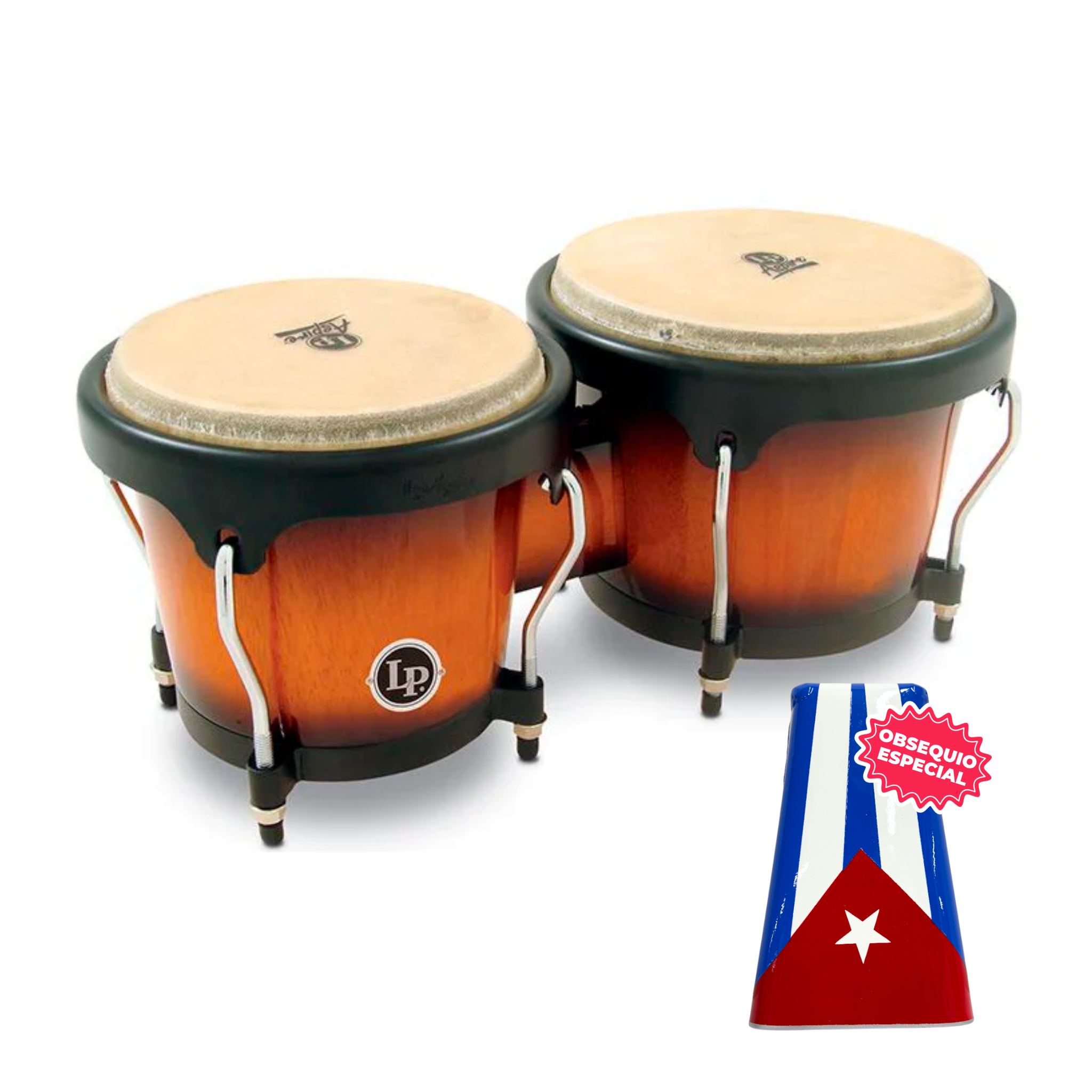 BONGO LP ASPIRE SUNBURST ARO SEMICOMFORT NEGRO LPA601-VSB INCLUYE CAMPANA SALSERA MEDIANA