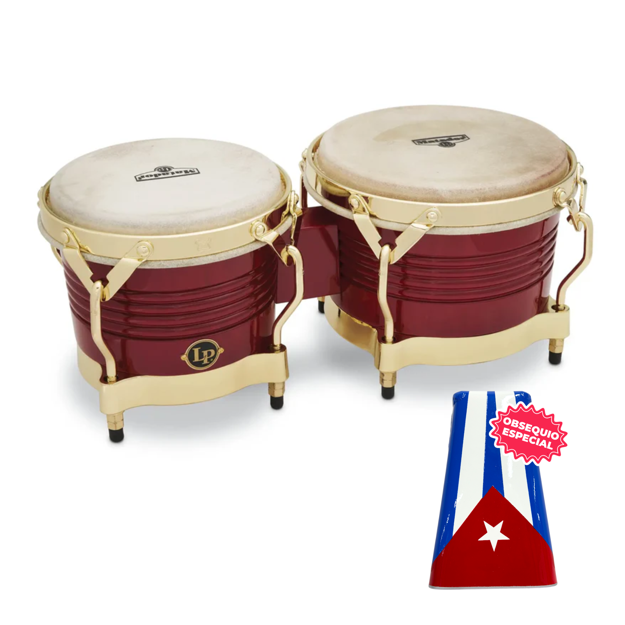 BONGO LP MATADOR ROJO ARO CROMADO M201-RWC INCLUYE CAMPANA SALSERA GRANDE