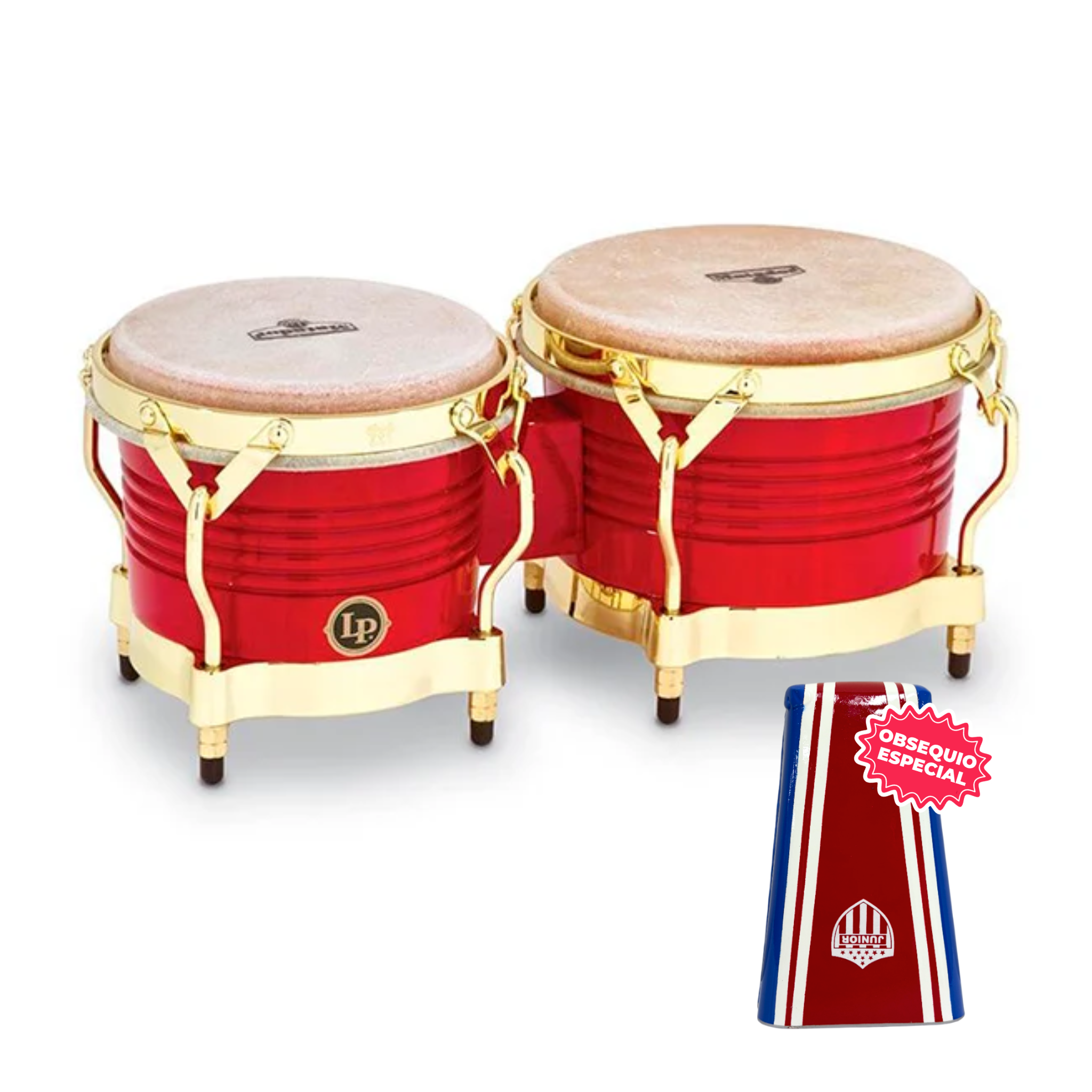 BONGO LP MATADOR ROJO ARO DORADO M201-RW INCLUYE CAMPANA SALSERA GRANDE