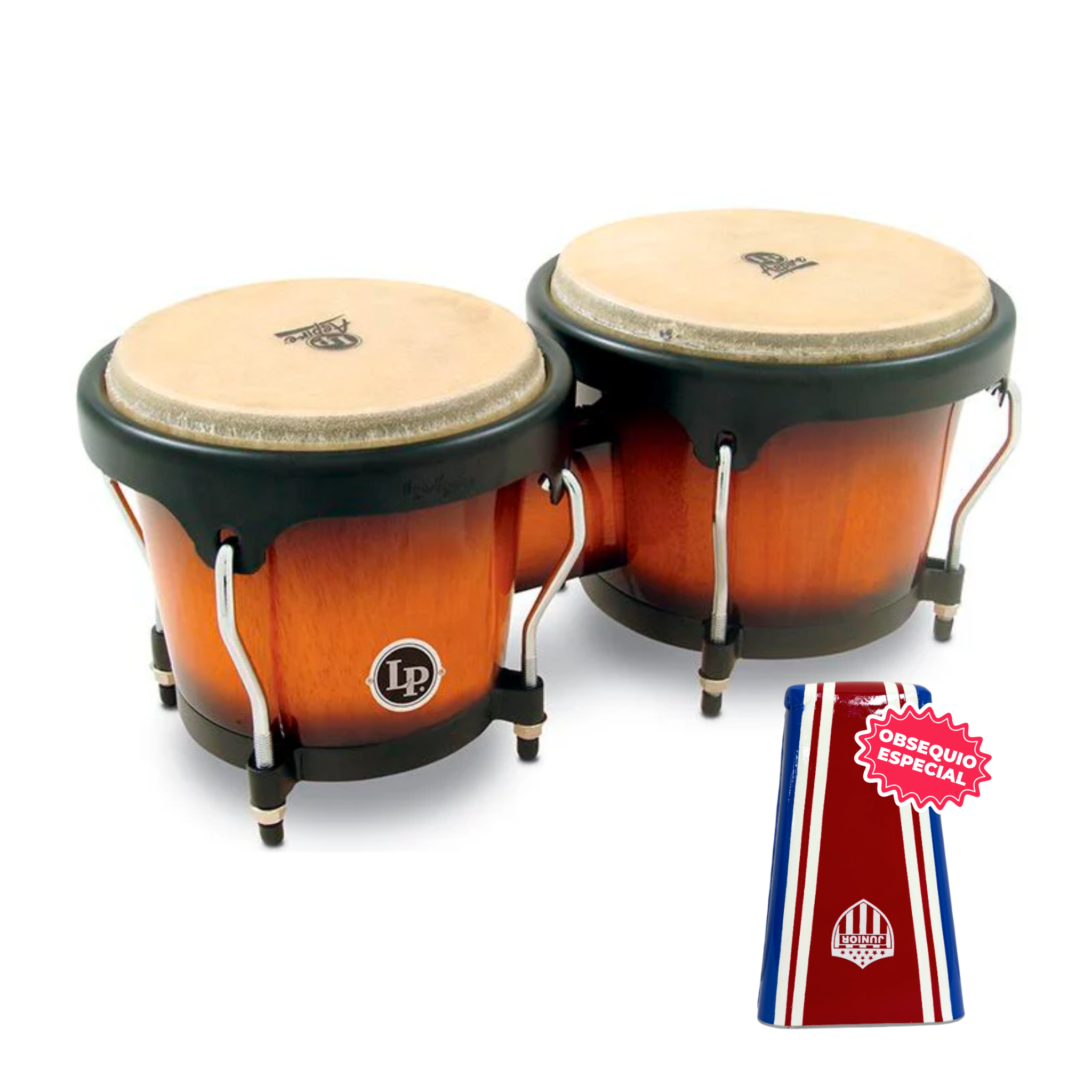 BONGO LP ASPIRE SUNBURST ARO SEMICOMFORT NEGRO LPA601-VSB INCLUYE CAMPANA SALSERA MEDIANA