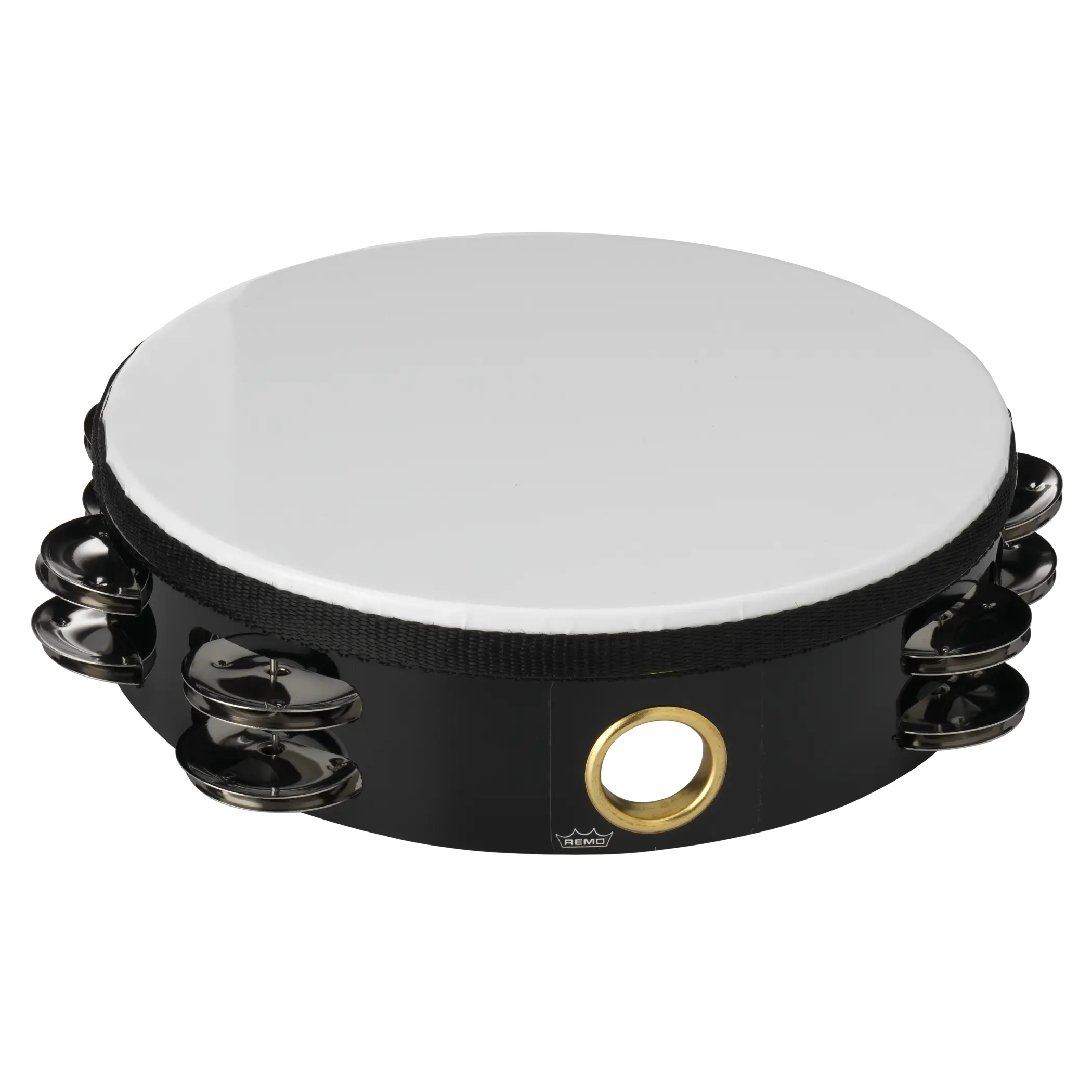 PANDERETA REMO 8" DOBLE COLOR NEGRO CON PARCHE