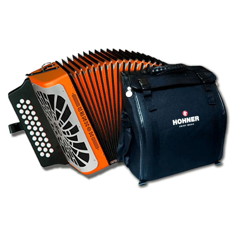 ACORDEÓN HOHNER REY VALLENATO ADG NARANJA A4905S