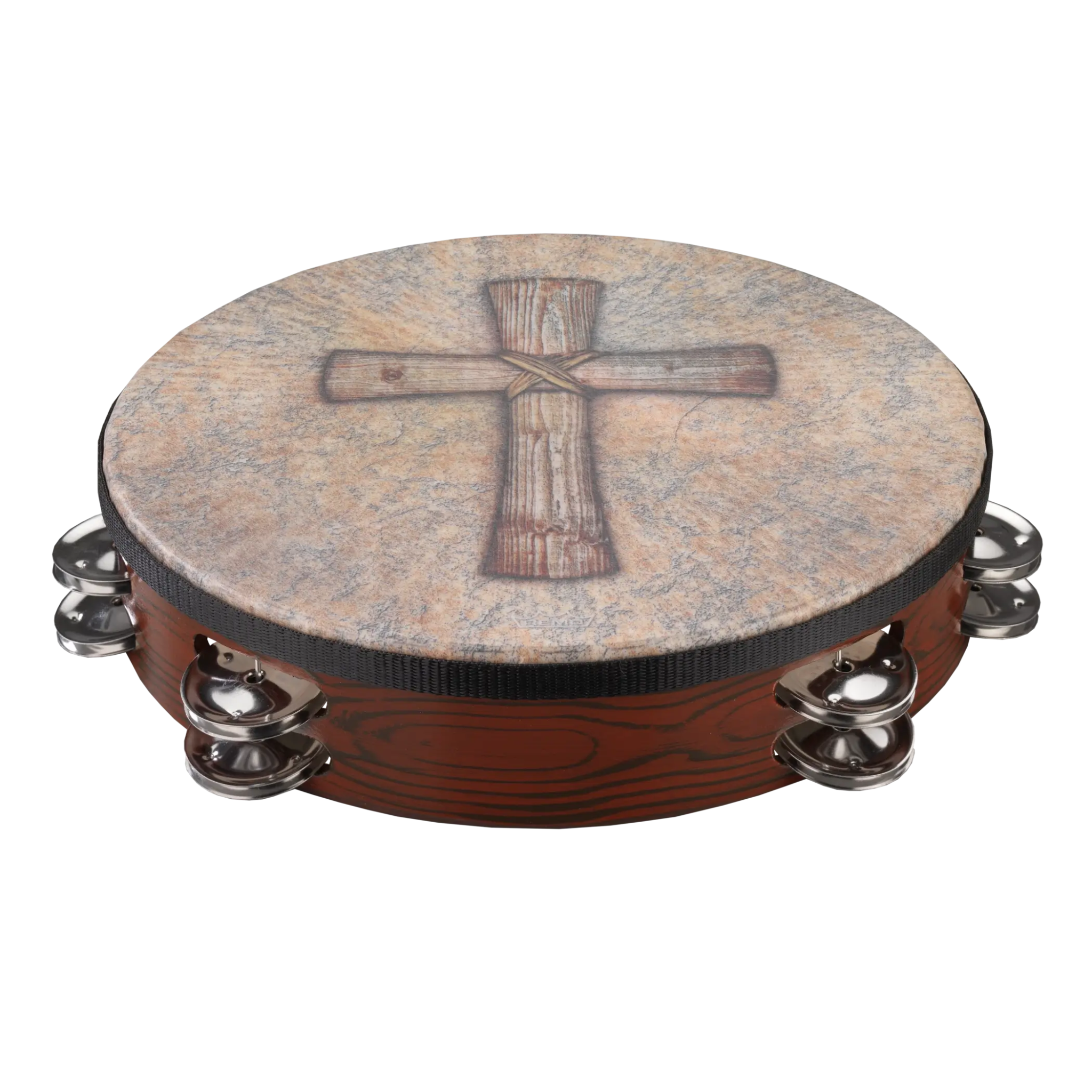 PANDERO MARRON CRUZ RELIGIOSA REMO 10 TA-3010-81-SD049