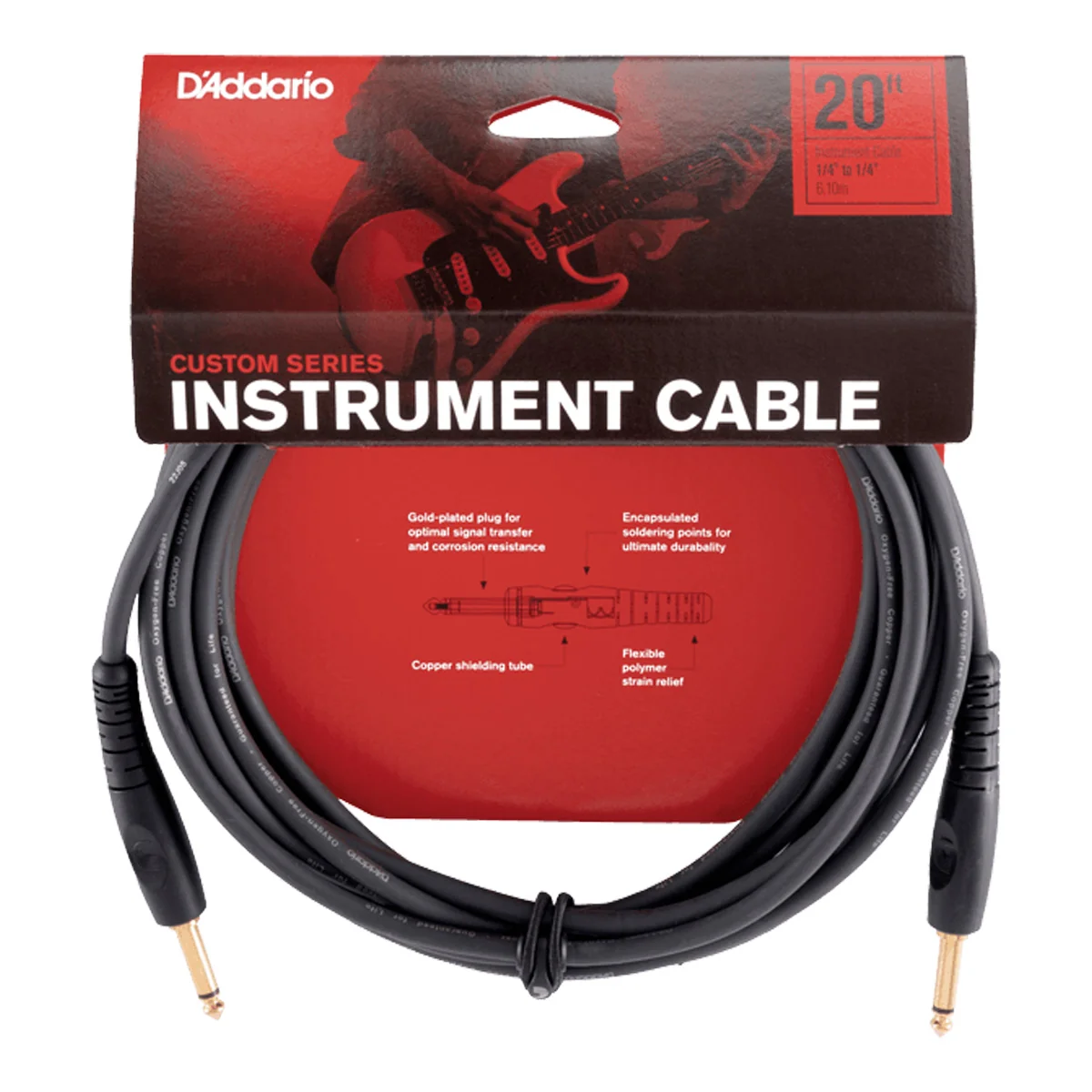 CABLE LINEA D"ADDARIO CUSTOM 6 MTS NEGRO