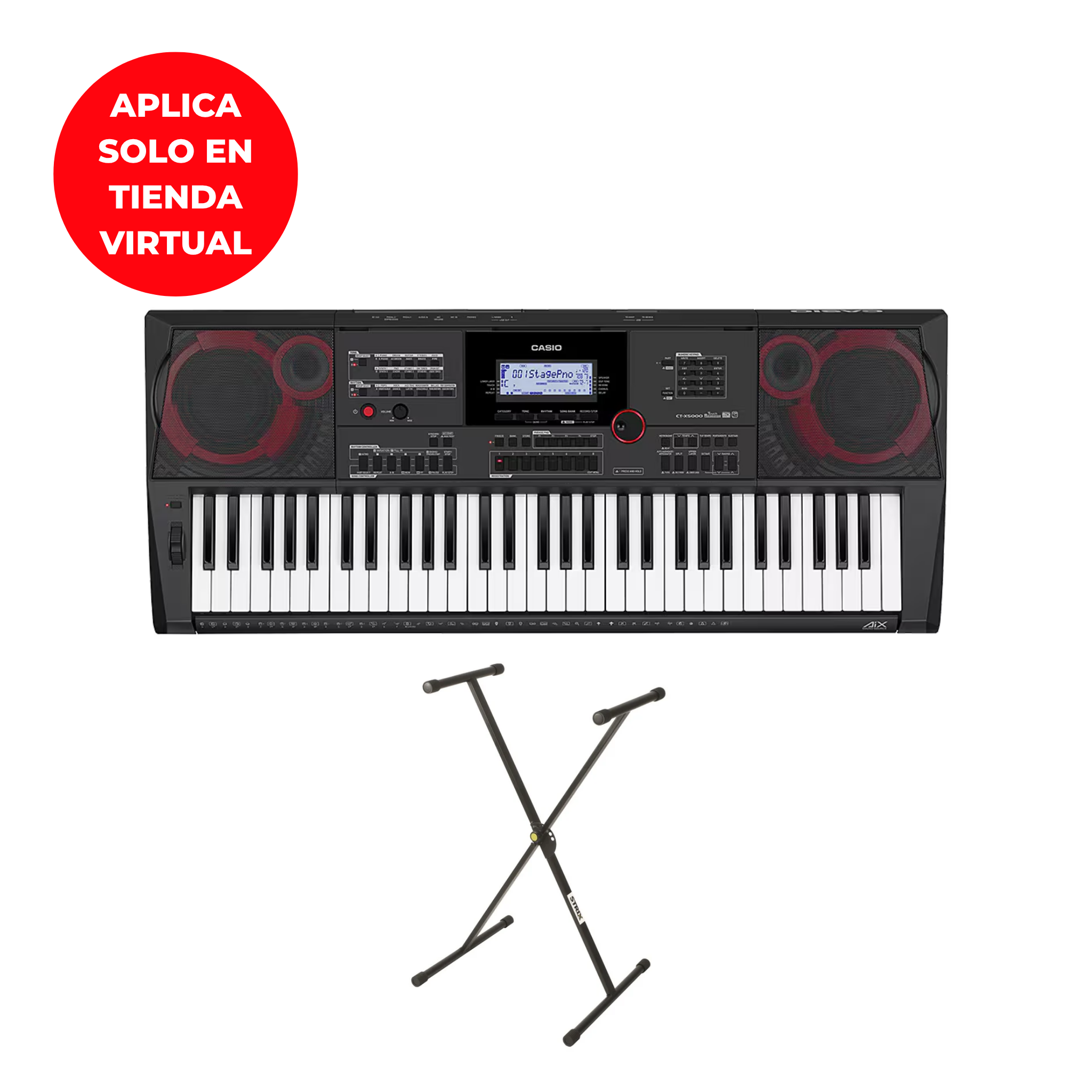 TECLADO CASIO CT-X5000 INCLUYE ADAPTADOR DE CORRIENTE + STAND QUIKLOK STRIX EN X