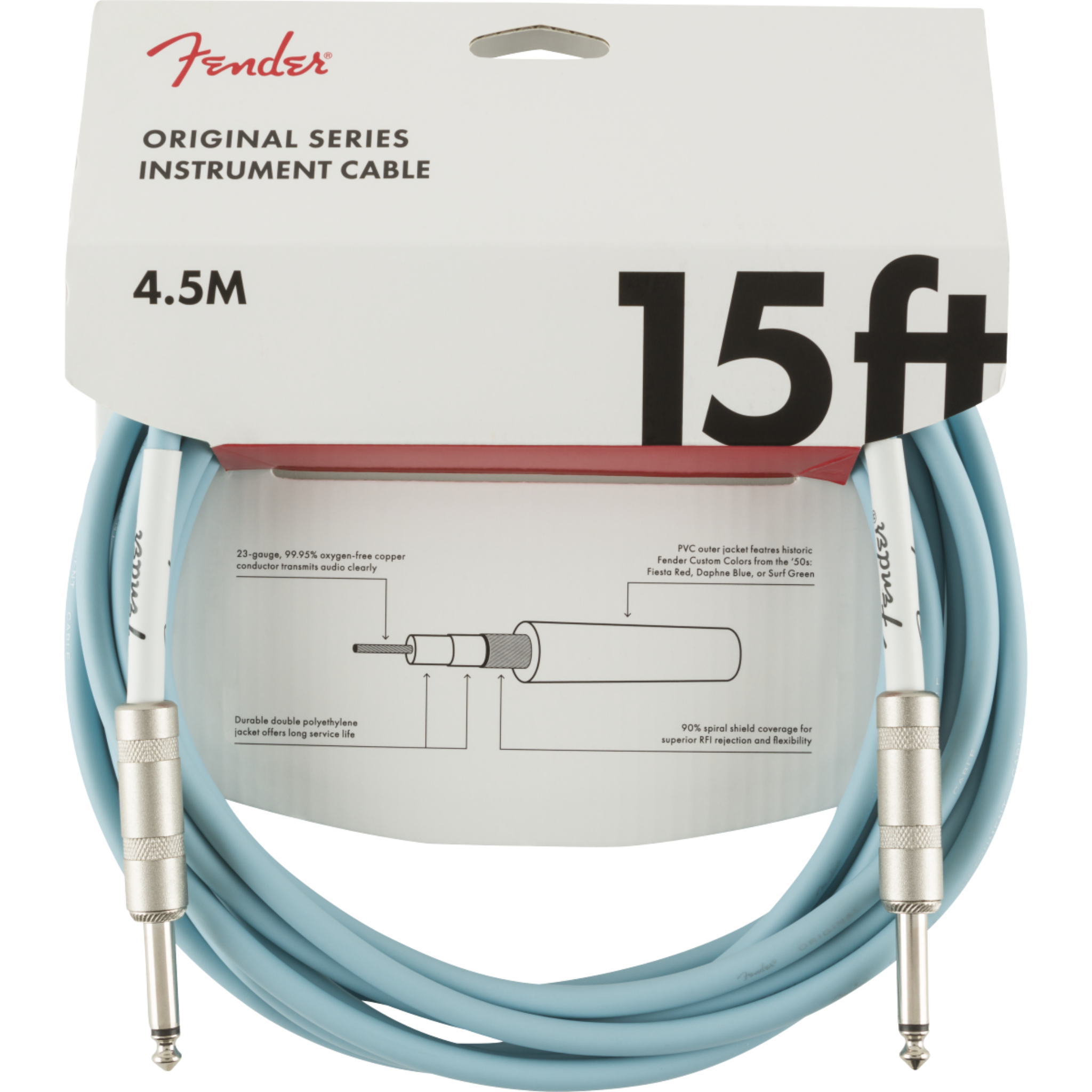 CABLE LINEA FENDER ORIGINAL 4.5 MTS AZUL MOD0990515003