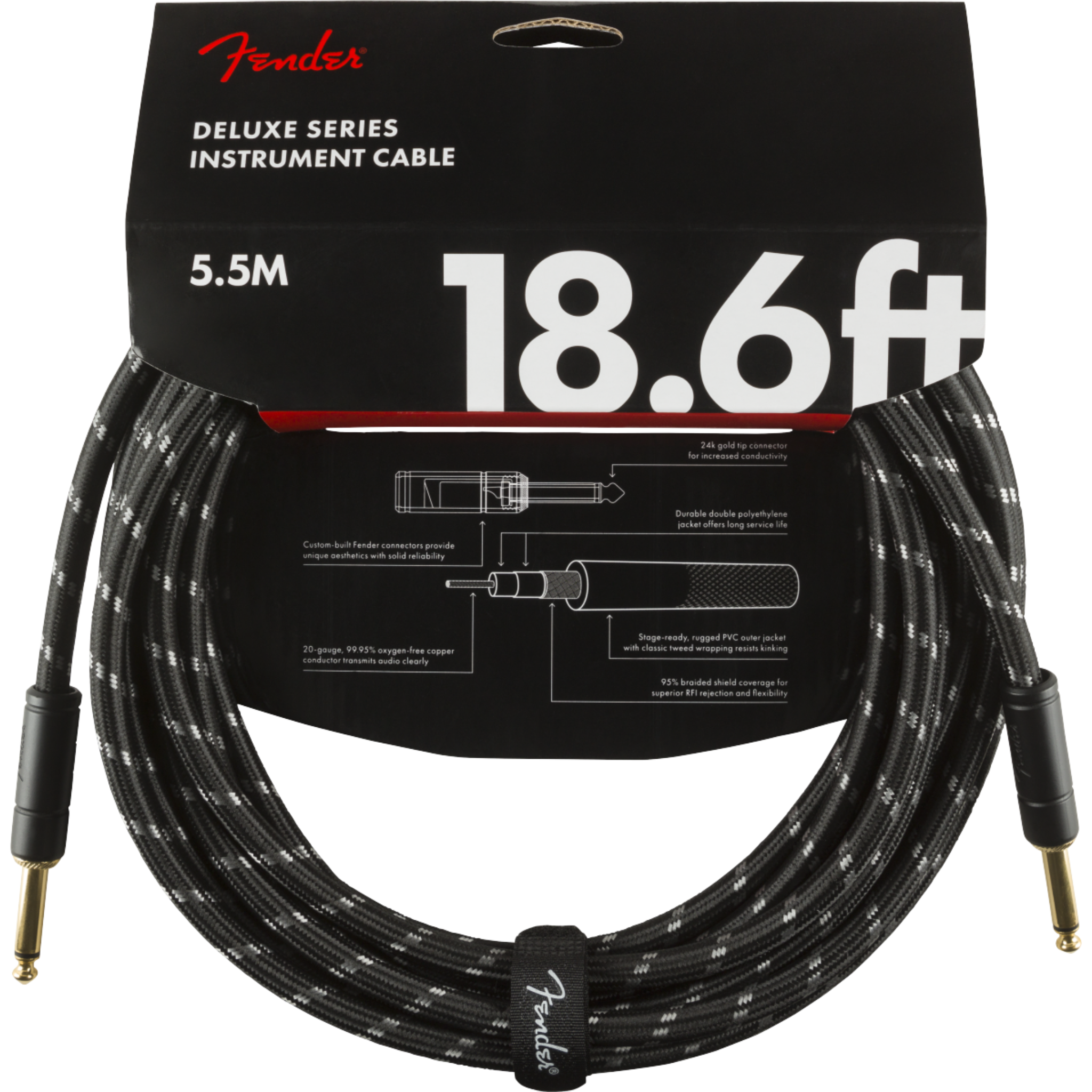 CABLE LINEA FENDER DELUXE 5.5 MTS NEGRO MOD0990820080