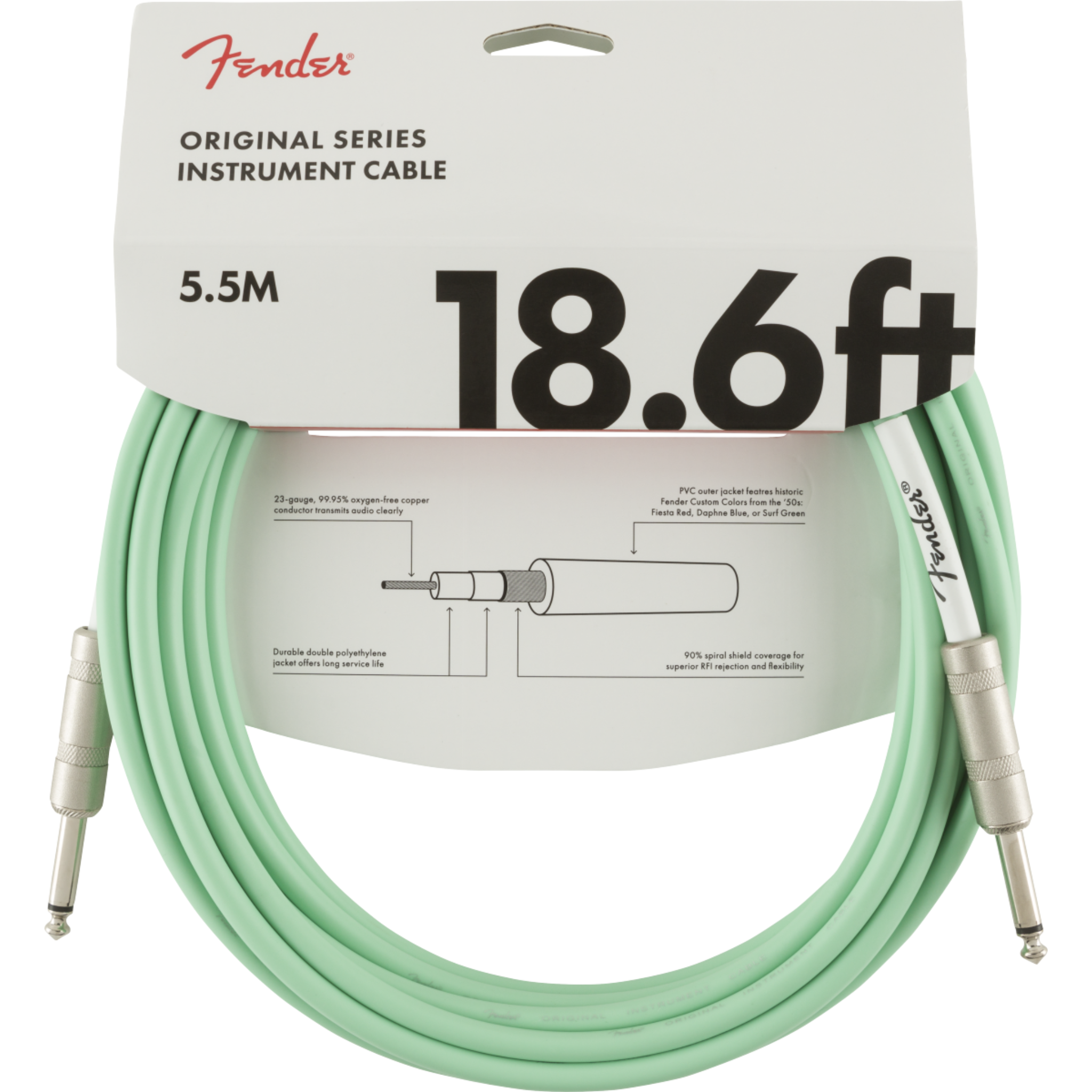 CABLE LINEA FENDER ORIGINAL 5.5 MTS VERDE MOD0990520058
