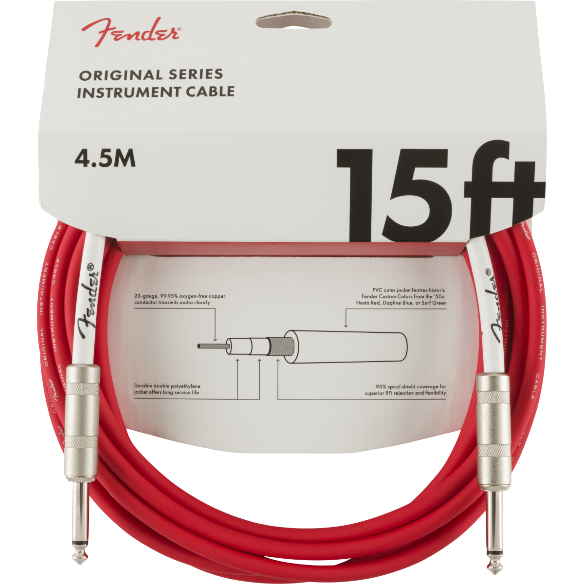 CABLE LINEA FENDER ORIGINAL 4.5 MTS ROJO MOD0990515010